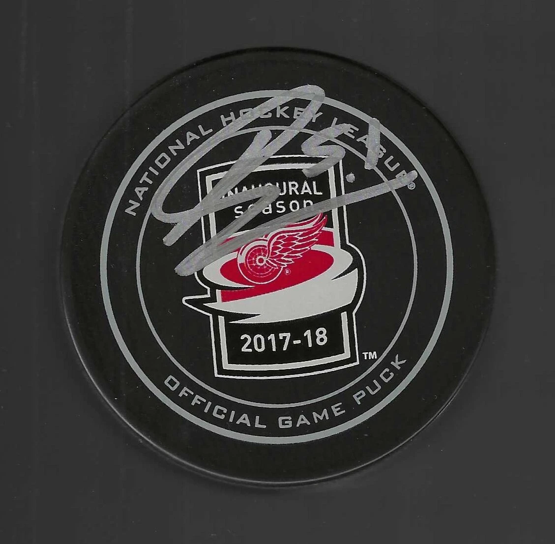 Frans Nielsen Signed Detroit Red Wings Little Caesars Arena Inaugural Game Puck

