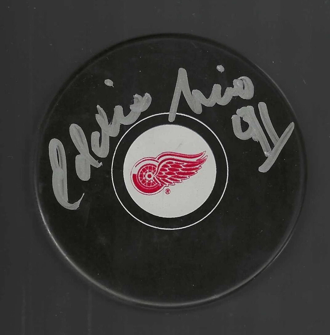 Eddie Mio Signed Detroit Red Wings Puck
