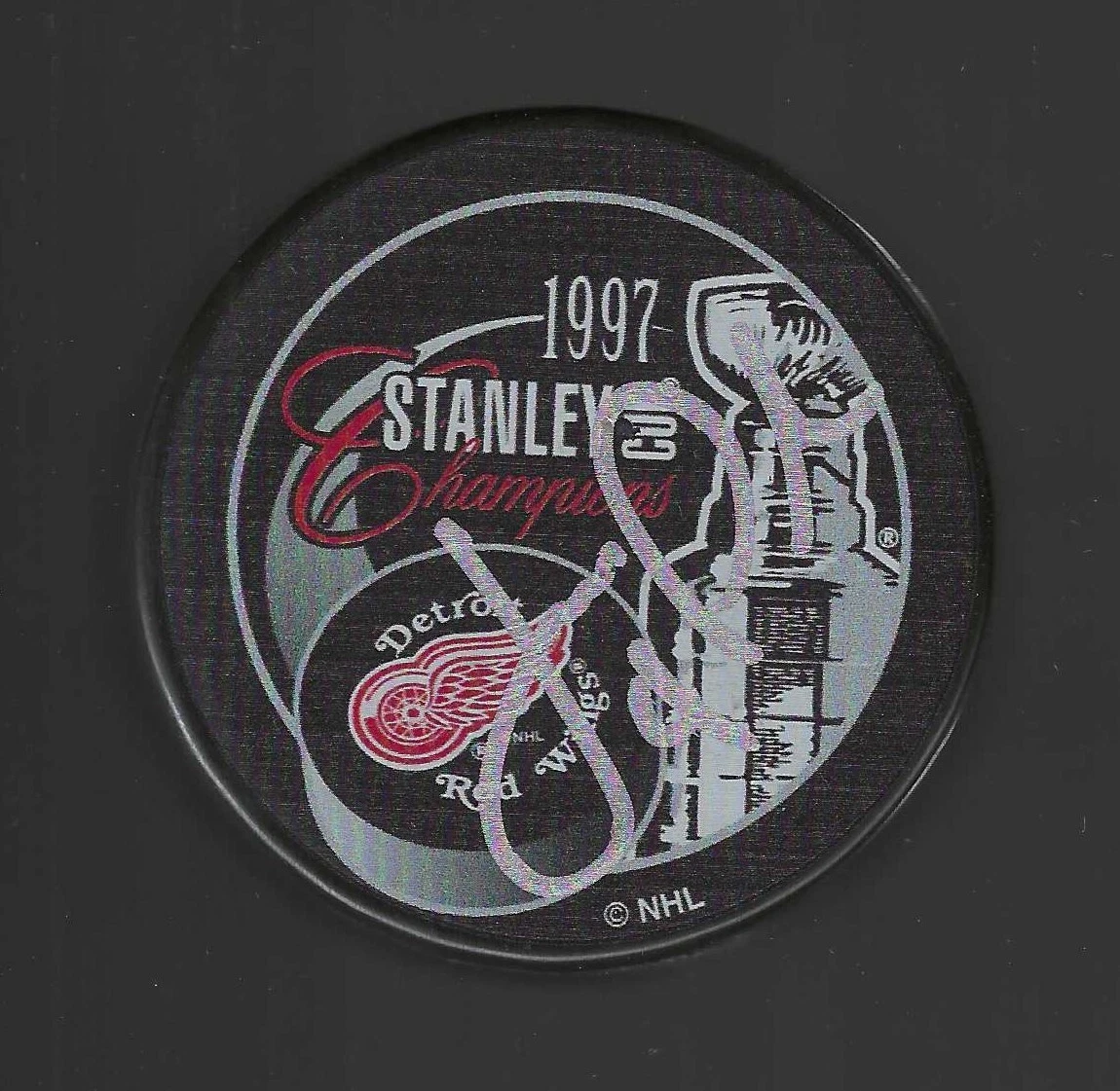 Jamie Pushor Signed Detroit Red Wings 1997 Stanley Cup Champions Puck
