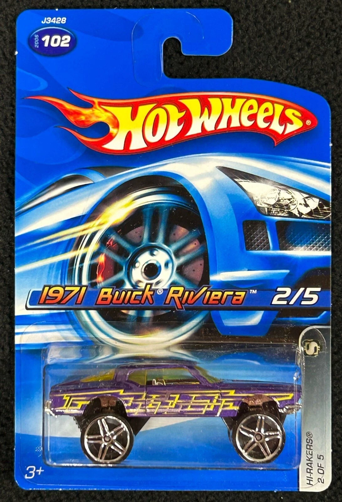 2006 Hot Wheels Hi-Rakers 1971 Buick Riviera #2/5 Collector Card #102 Purple
