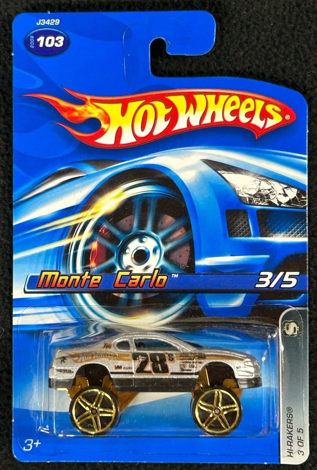 2006 Hot Wheels Hi-Rakers Monte Carlo #3/5 Collector Card #103 Silver Stock Car

