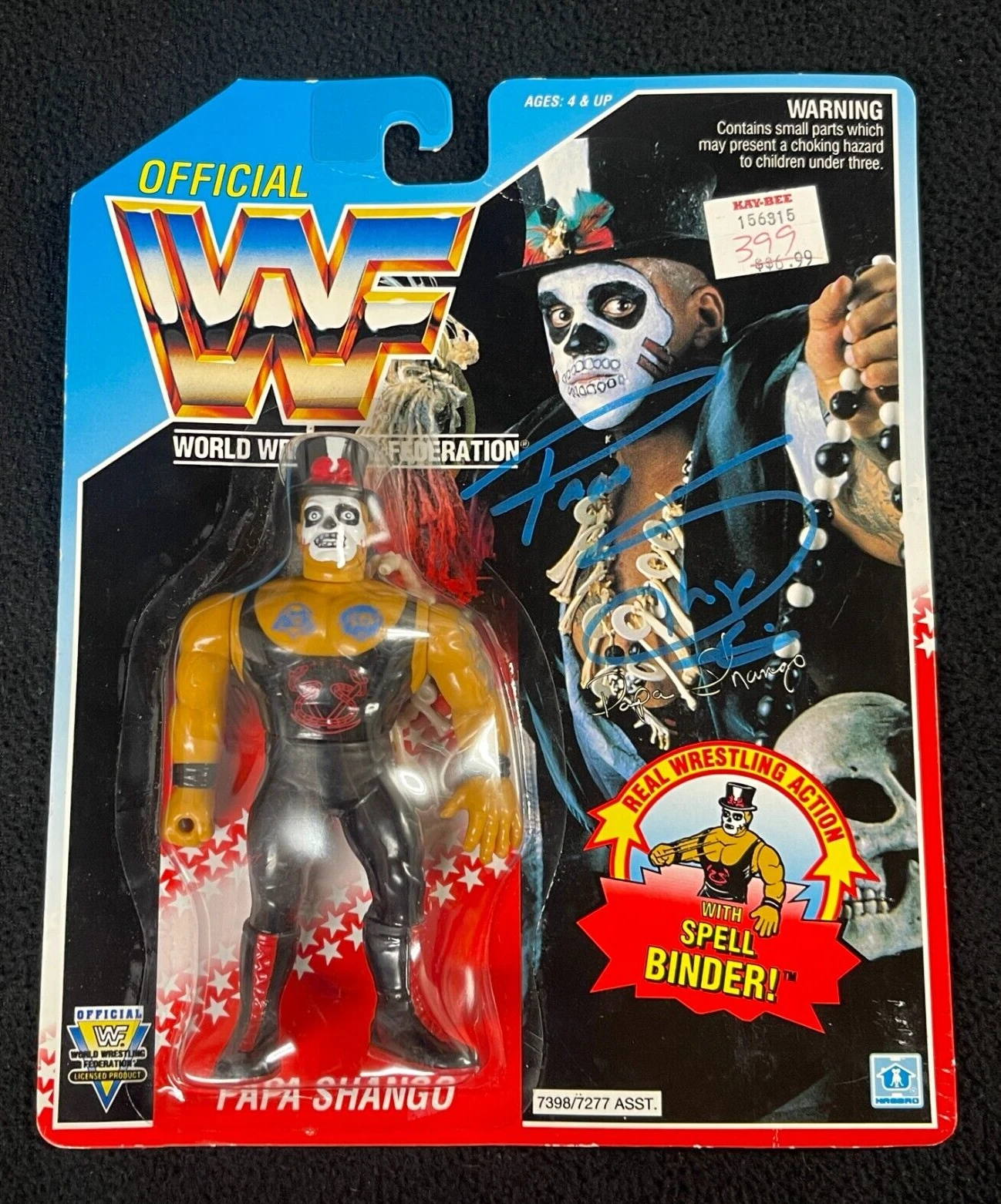 Papa Shango Signed WWF Hasbro Series 6 Blue Card Action Figure WWE JSA COA
