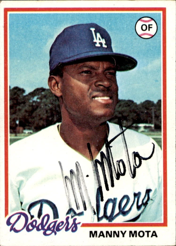Manny Mota Signed 1978 Topps Card #228 Los Angeles Dodgers Beckett COA
