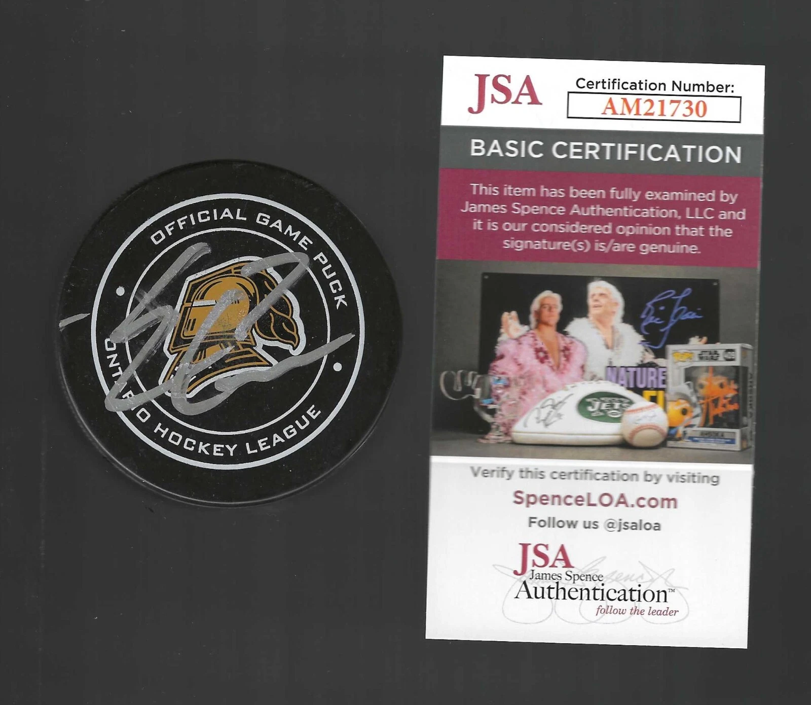 Easton Cowan Signed London Knights Official Game Puck JSA COA Maple Leafs
