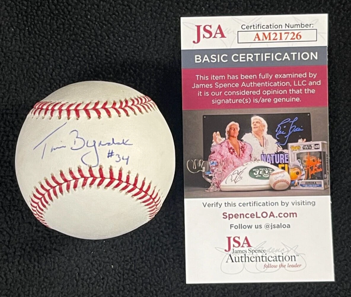 Tim Byrdak Signed Detroit Tigers OML Baseball JSA COA
