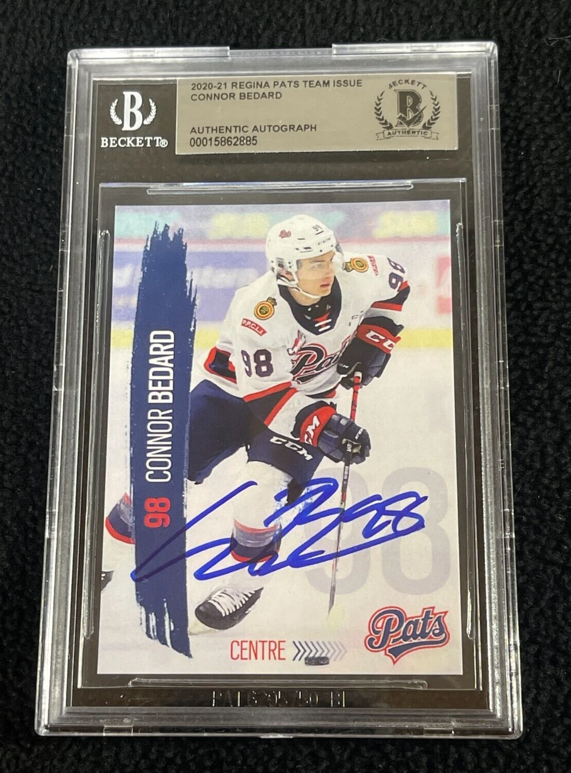 Connor Bedard Signed 2020/21 Regina Pats Team Issued Card BAS Certified
