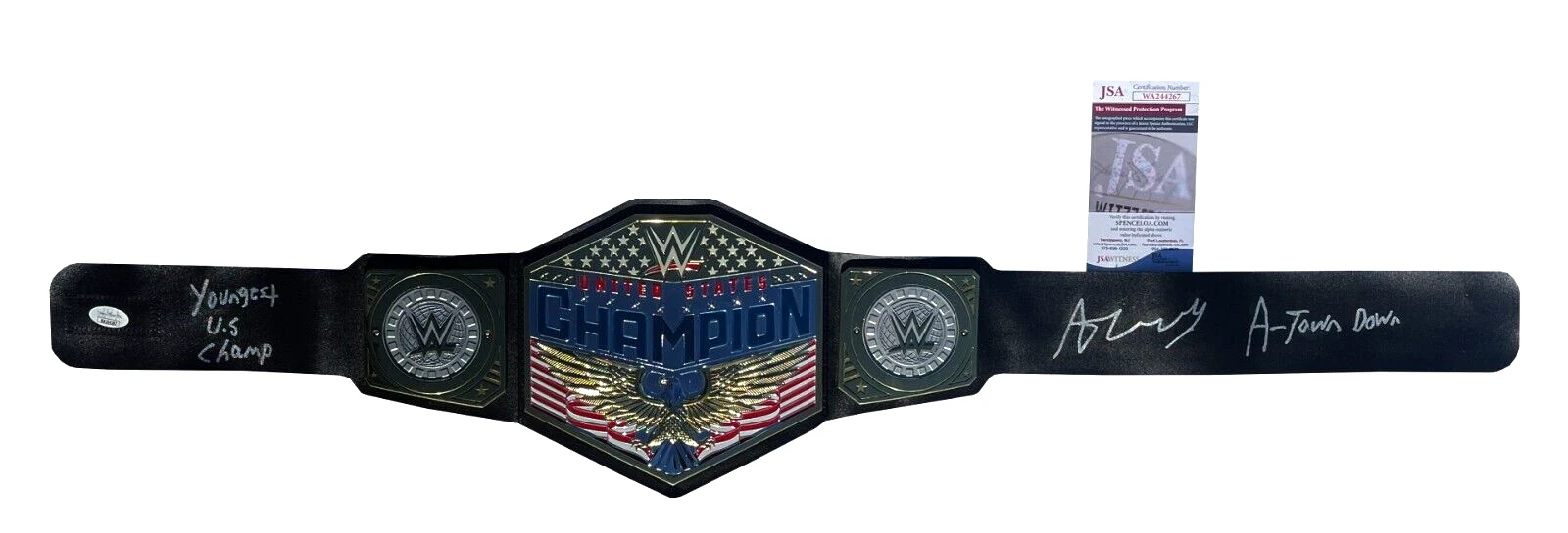 Austin Theory Signed & Inscribed WWE United States Champion Toy Belt JSA COA
