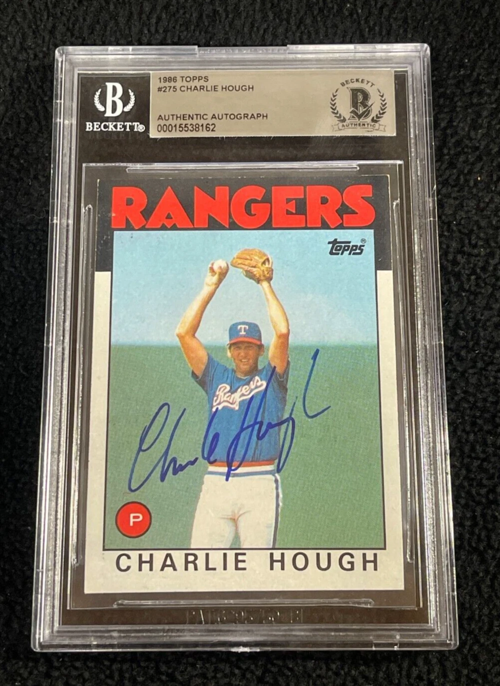 Charlie Hough Signed 1986 Topps Card #275 BAS Certified Texas Rangers

