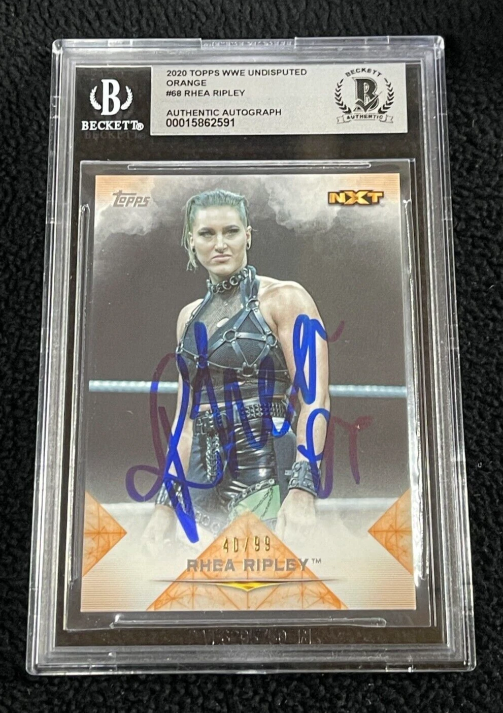 Rhea Ripley Signed 2020 Topps Undisputed Orange Rookie Card BAS Auto Grade 10
