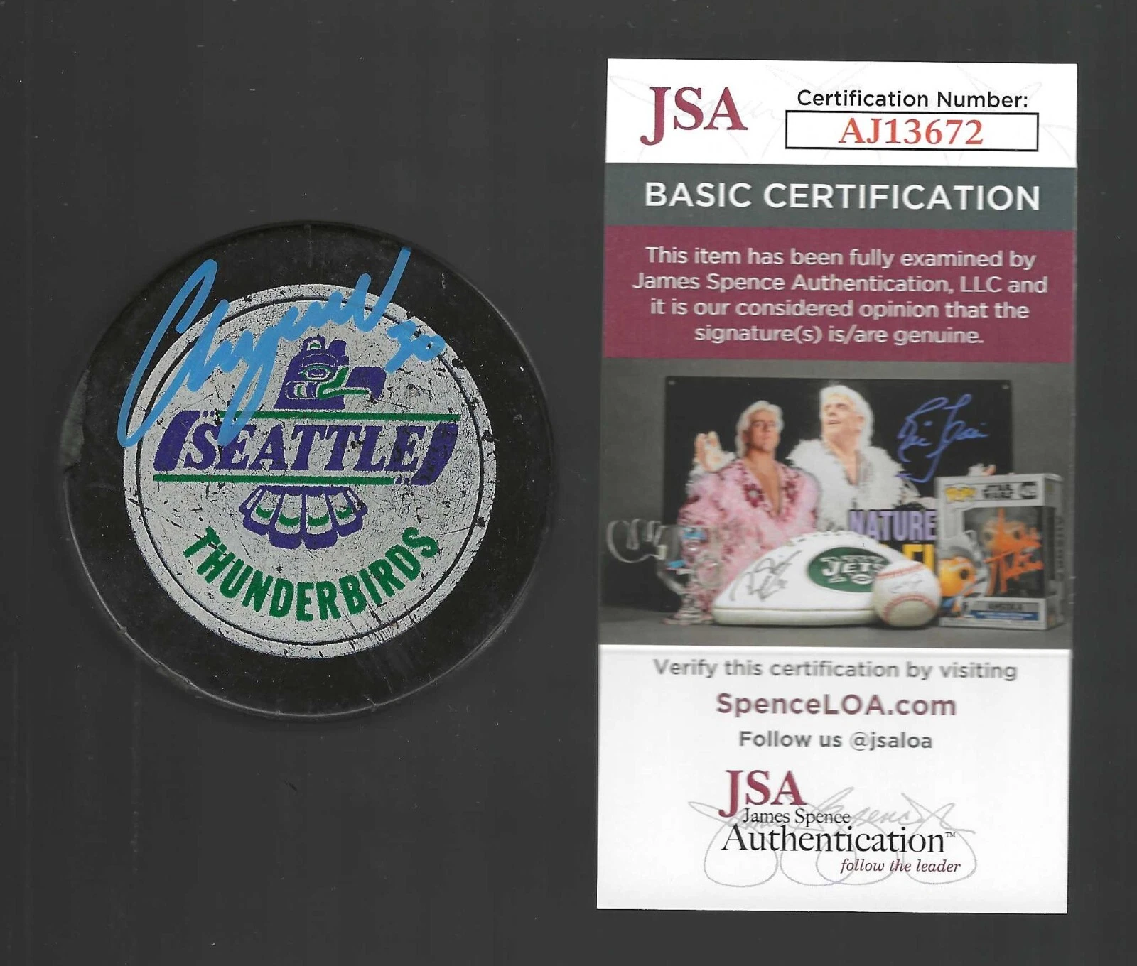 Chris Osgood Signed Seattle Thunderbirds Used Official Game Puck Red Wings JSA
