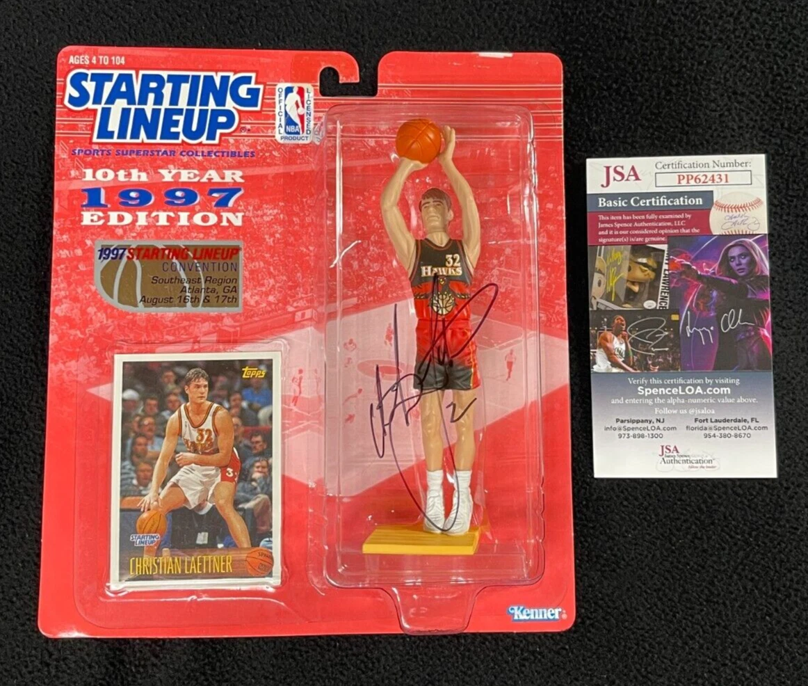 Christian Laettner Signed Atlanta Hawks Starting Lineup Action Figure JSA COA
