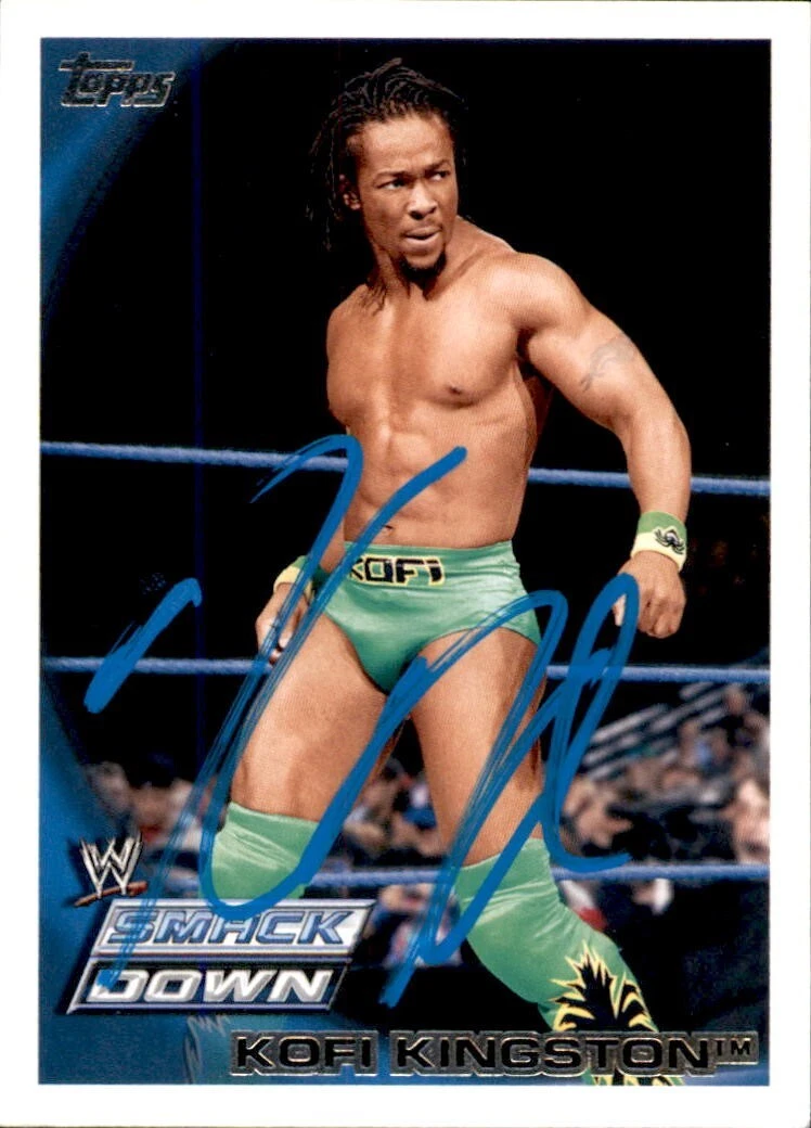 Kofi Kingston Signed 2010 Topps WWE Smack Down Card #23 New Day

