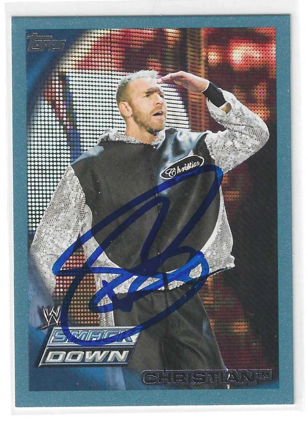 Christian Signed 2010 Topps WWE Smack Down Blue Card #64 0765/2010
