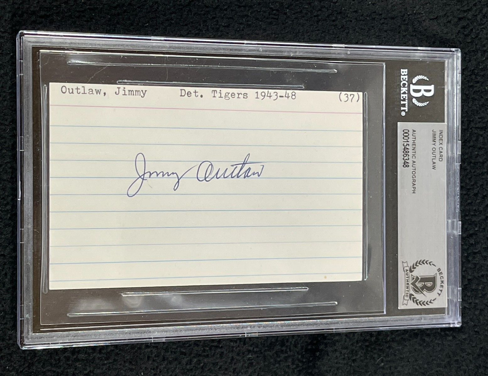 Jimmy Outlaw Signed Index Card Beckett Certified Detroit Tigers
