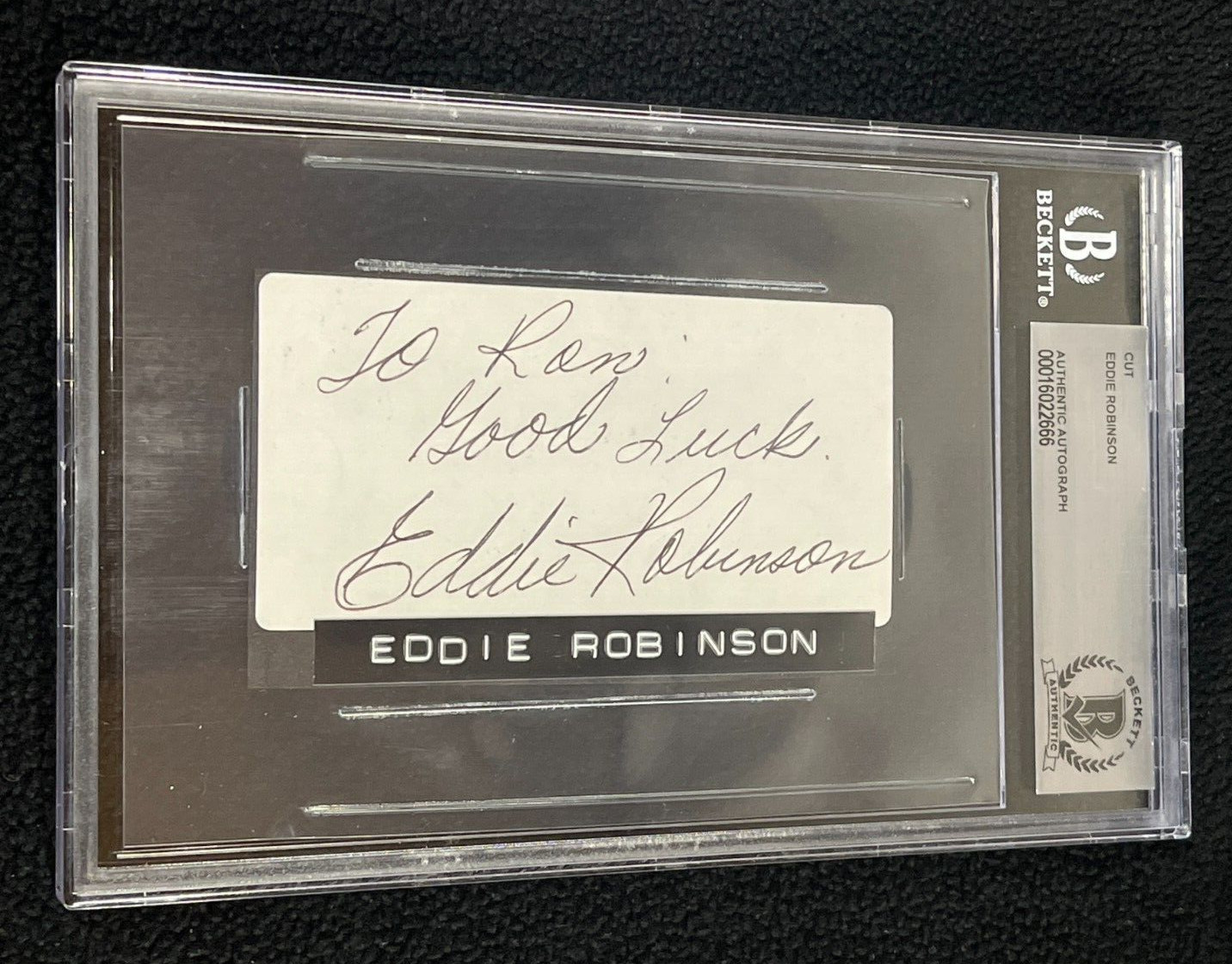 Eddie Robinson Signed Cut Autograph Beckett Certified New York Yankees
