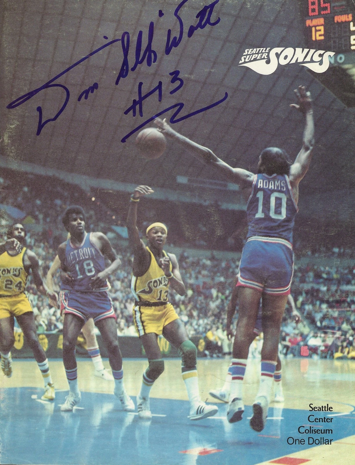 Seattle Super Sonics Don Slick Watts signed autographed program RARE
