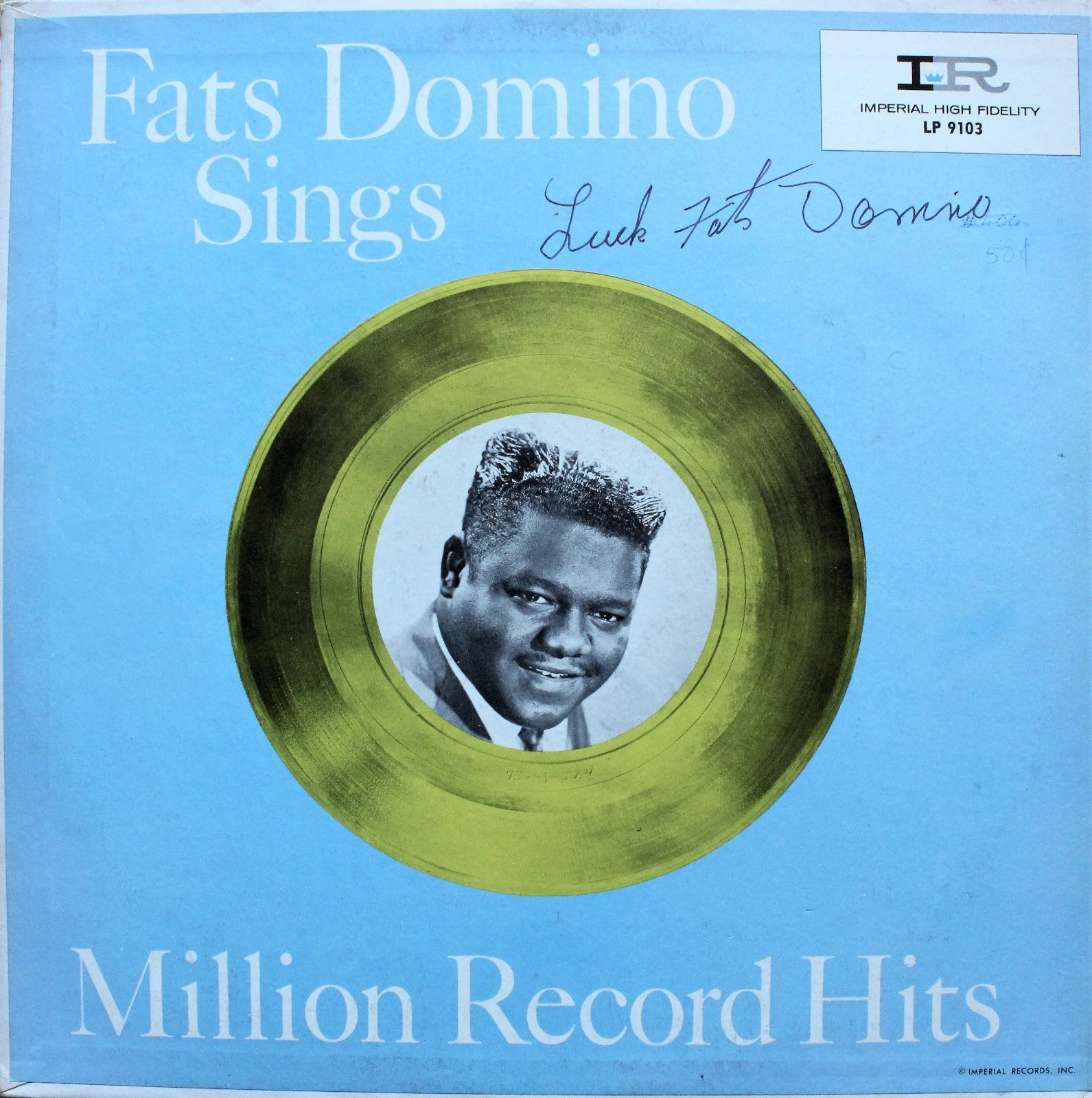 FATS DOMINO Sings Million Record Hits SIGNED AUTOGRAPHED VINYL RECORD LP
