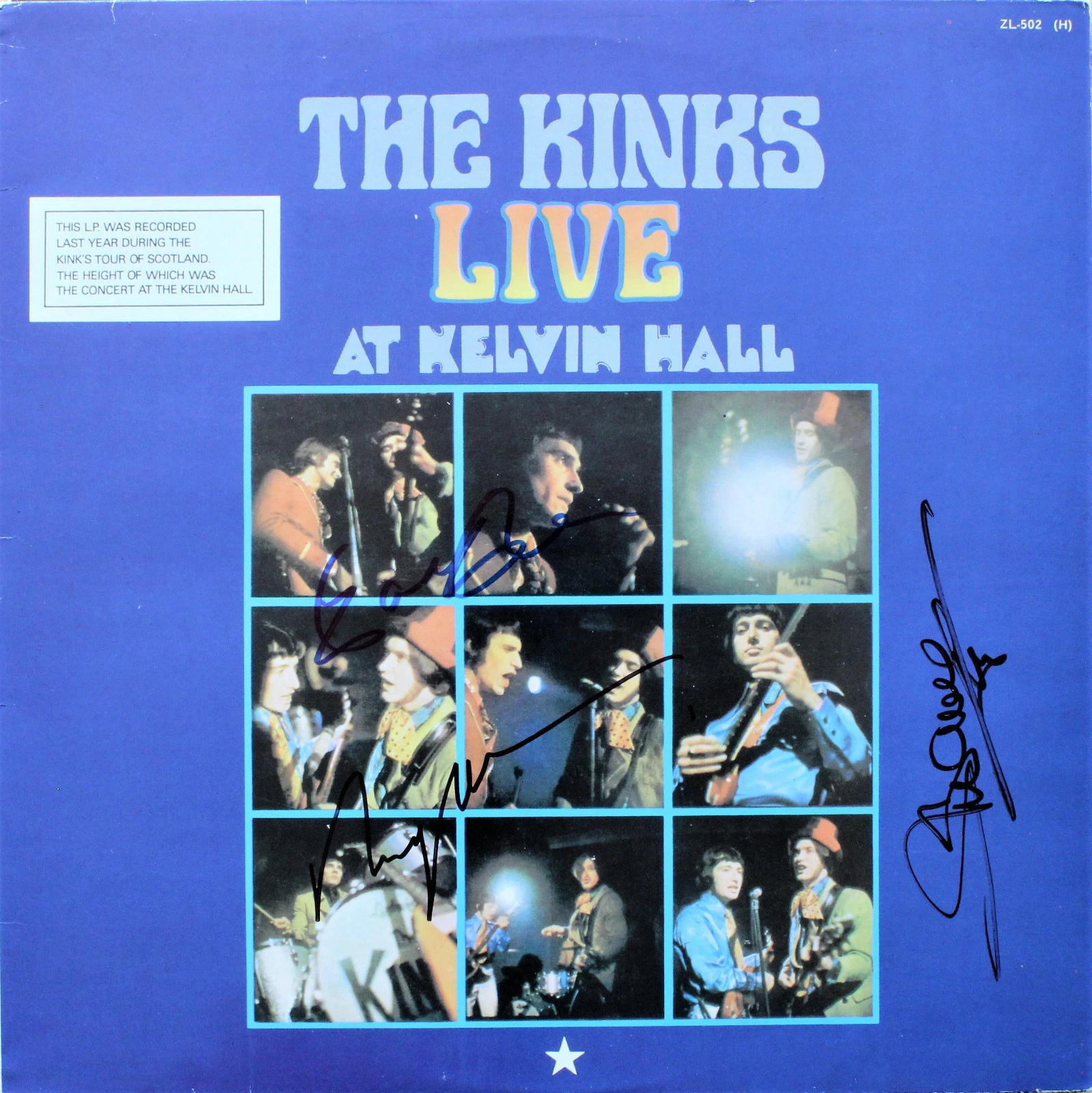 THE KINKS - RAY & DAVE DAVIES MICK AVORY - Live at Kelvin Hall - SIGNED ACOA
