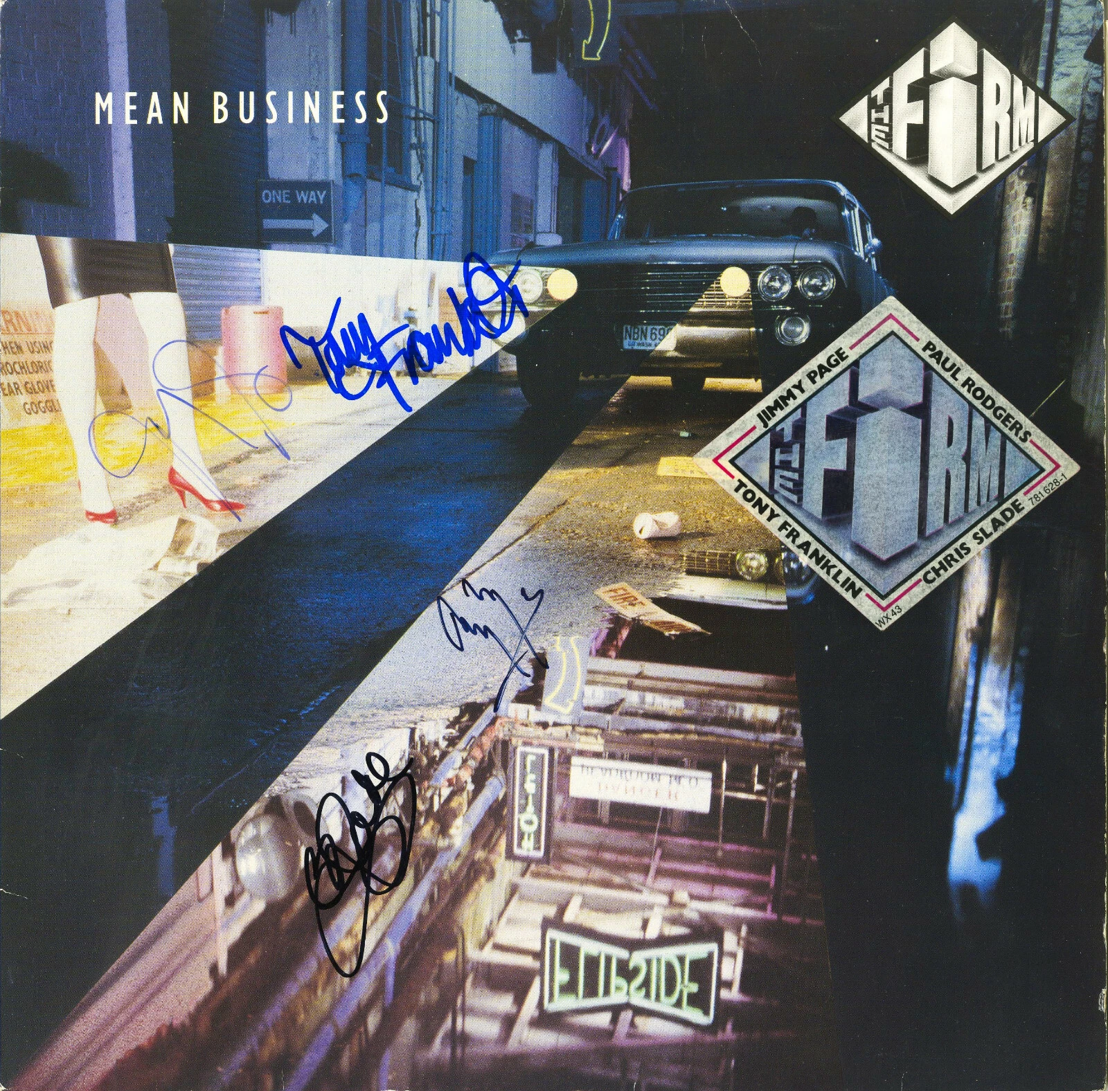 Jimmy Page,Paul Rodgers, +2 signed The Firm Mean Busines Vinyl Led Zeppelin ACOA
