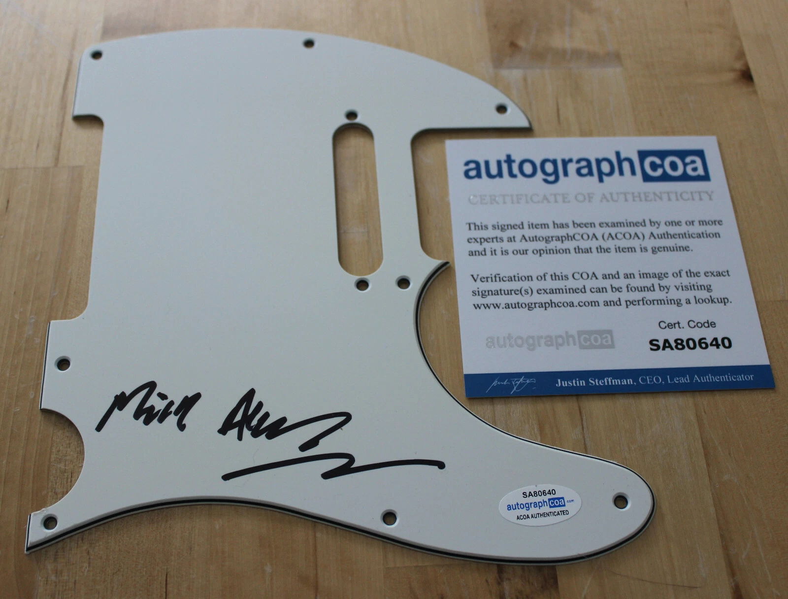 Mick Abrahams Signed Pick Guard, Original Jethro Tull Lead Guitarist. ACOA
