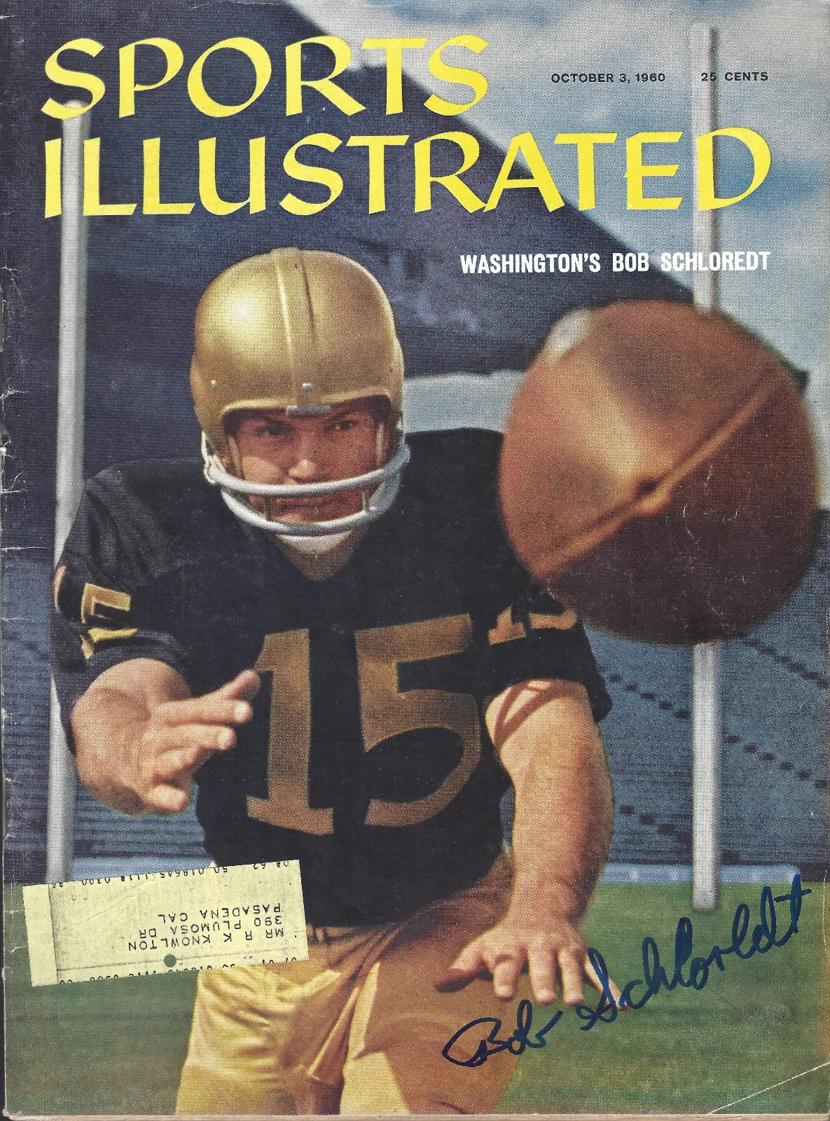 BOB SCHLOREDT Signed Autographed SPORTS ILLUSTRATED 1960 Washington Huskies (a)
