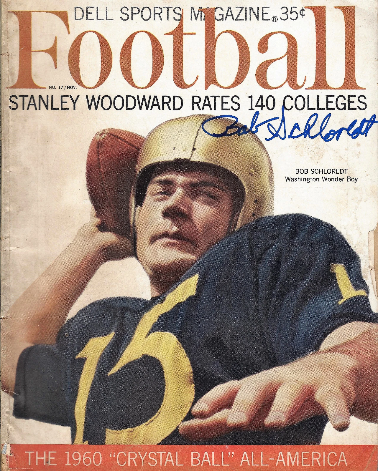 BOB SCHLOREDT Signed Magazine DELL SPORTS FOOTBALL 1960 Washington Huskies
