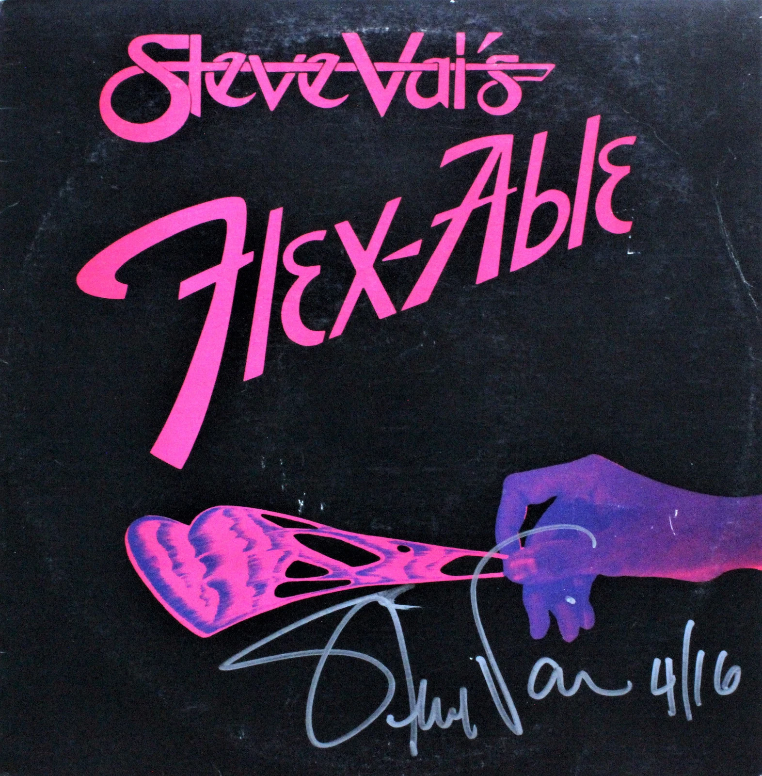STEVE VAI Hand signed vinyl record, Flex-Able (black cover) (a) ACOA
