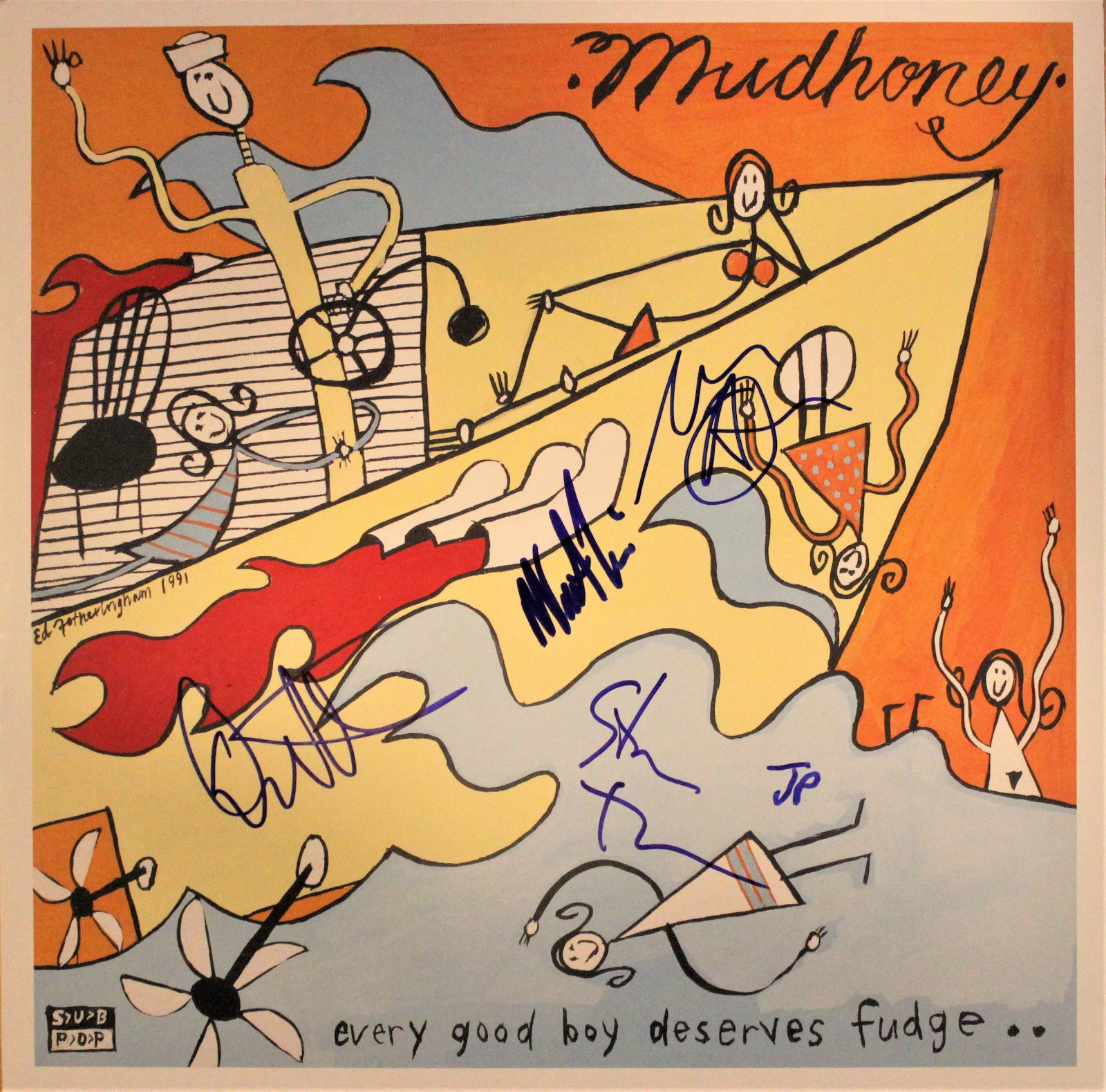 MUDHONEY Every Good Boy Deserves Fudge -Mark,Steve,Dan,Matt SIGNED ACOA Poneman
