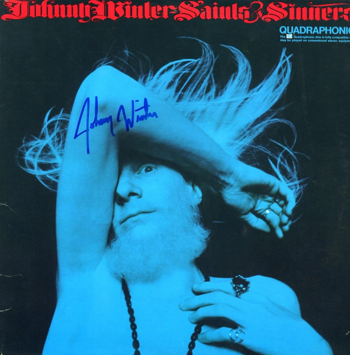 Johnny Winter Saints & Sinners AUTOGRAPHED Vinyl Record ACOA
