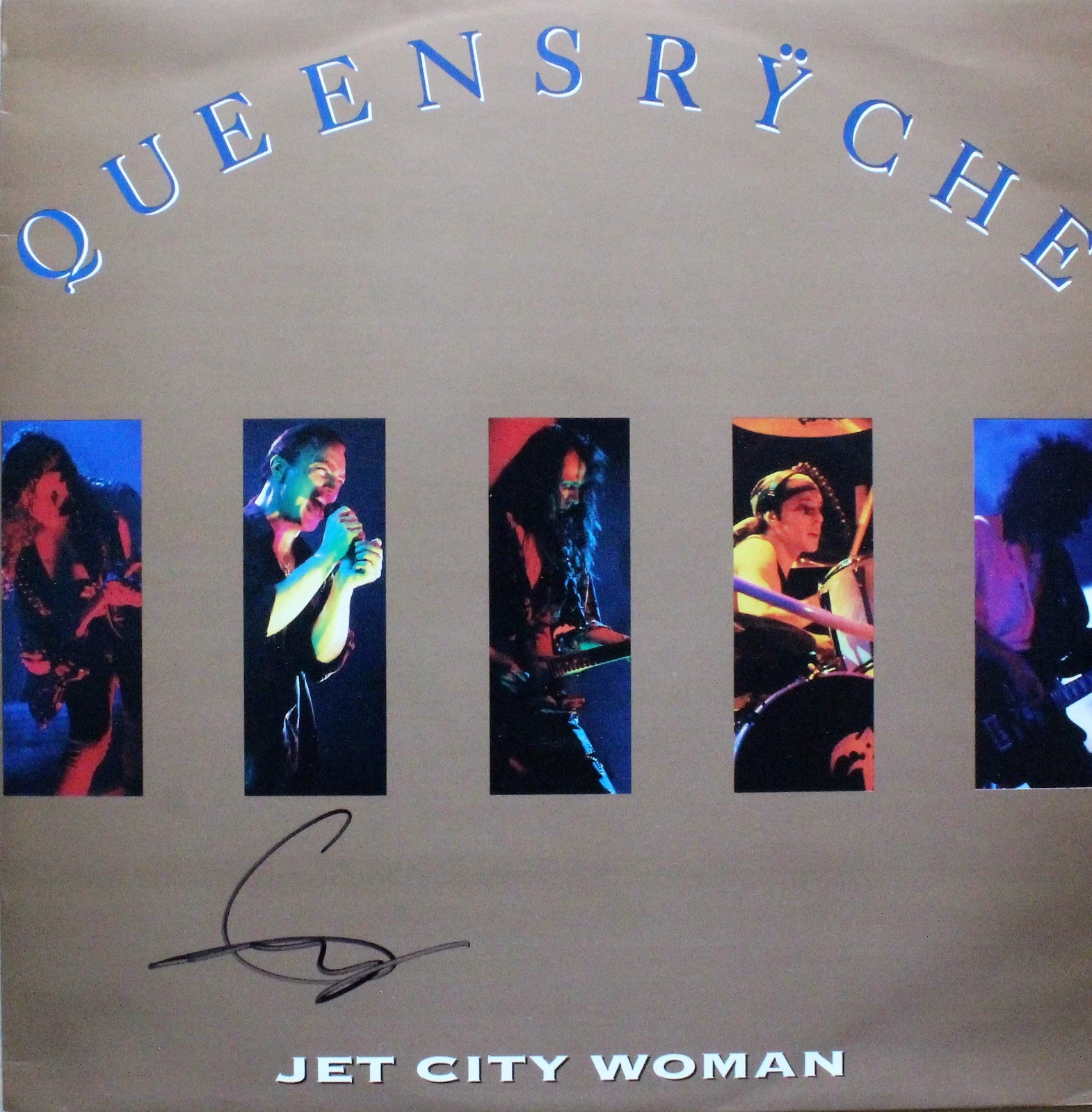 Geoff Tate SIGNED rare QUEENSRYCHE Vinyl Record. Jet City Woman 12' single
