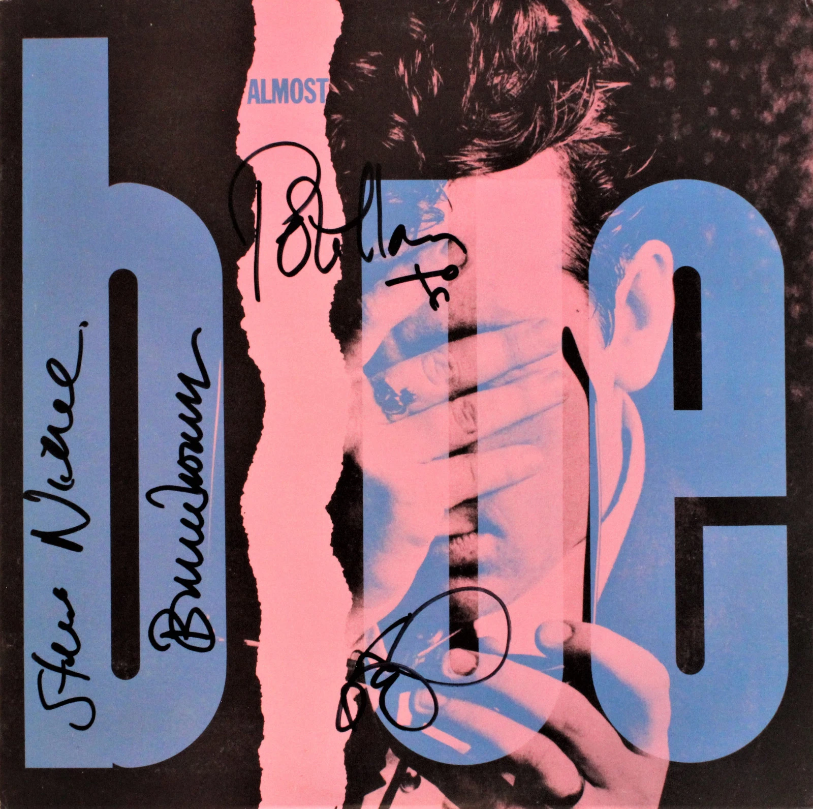 ELVIS COSTELLO Almost Blue SIGNED RECORD Pete & Bruce Thomas, Steve ACOA
