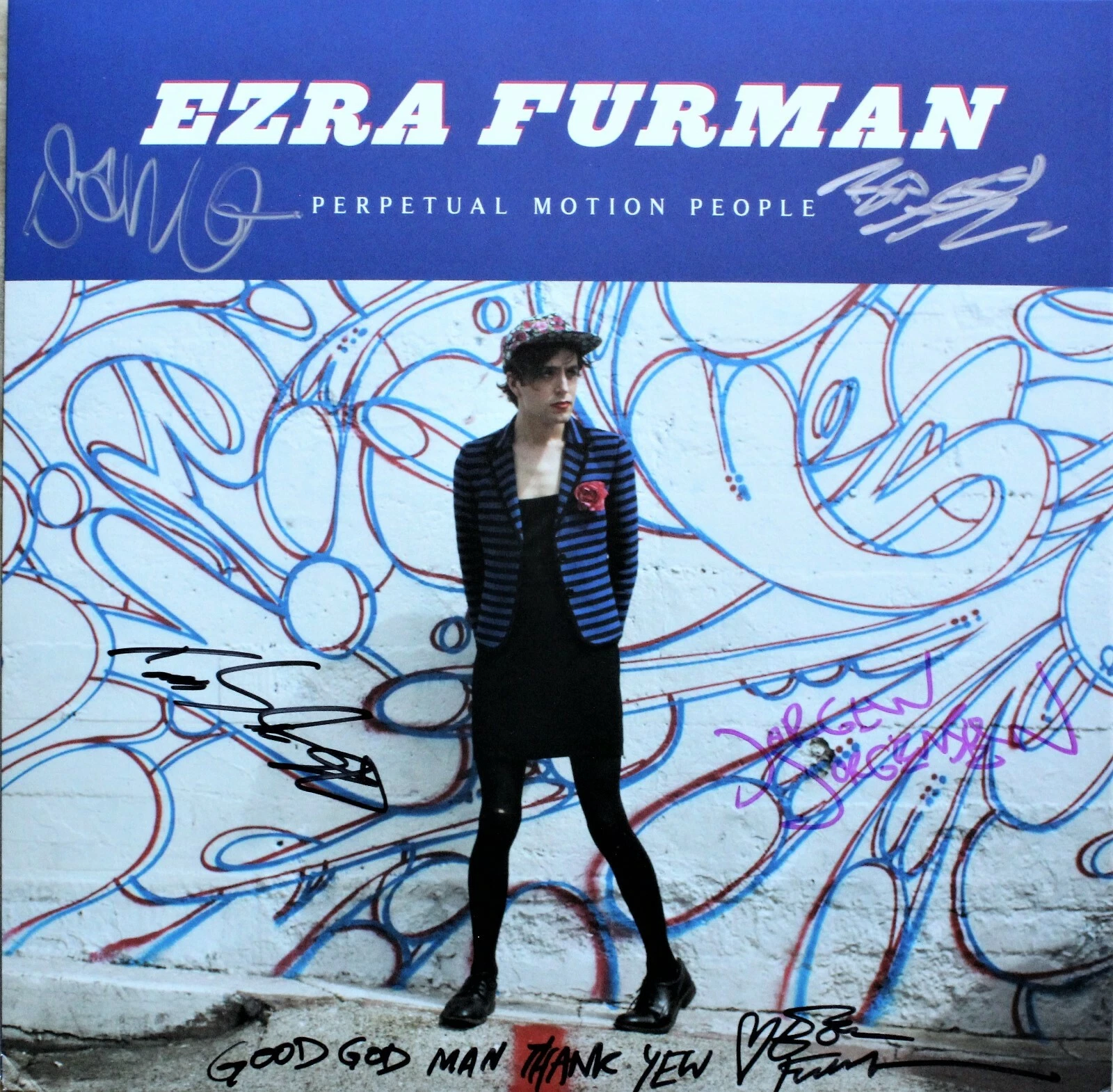 Ezra Furman Perpetual Motion People VINYL Record Signed by full band, rare. ACOA
