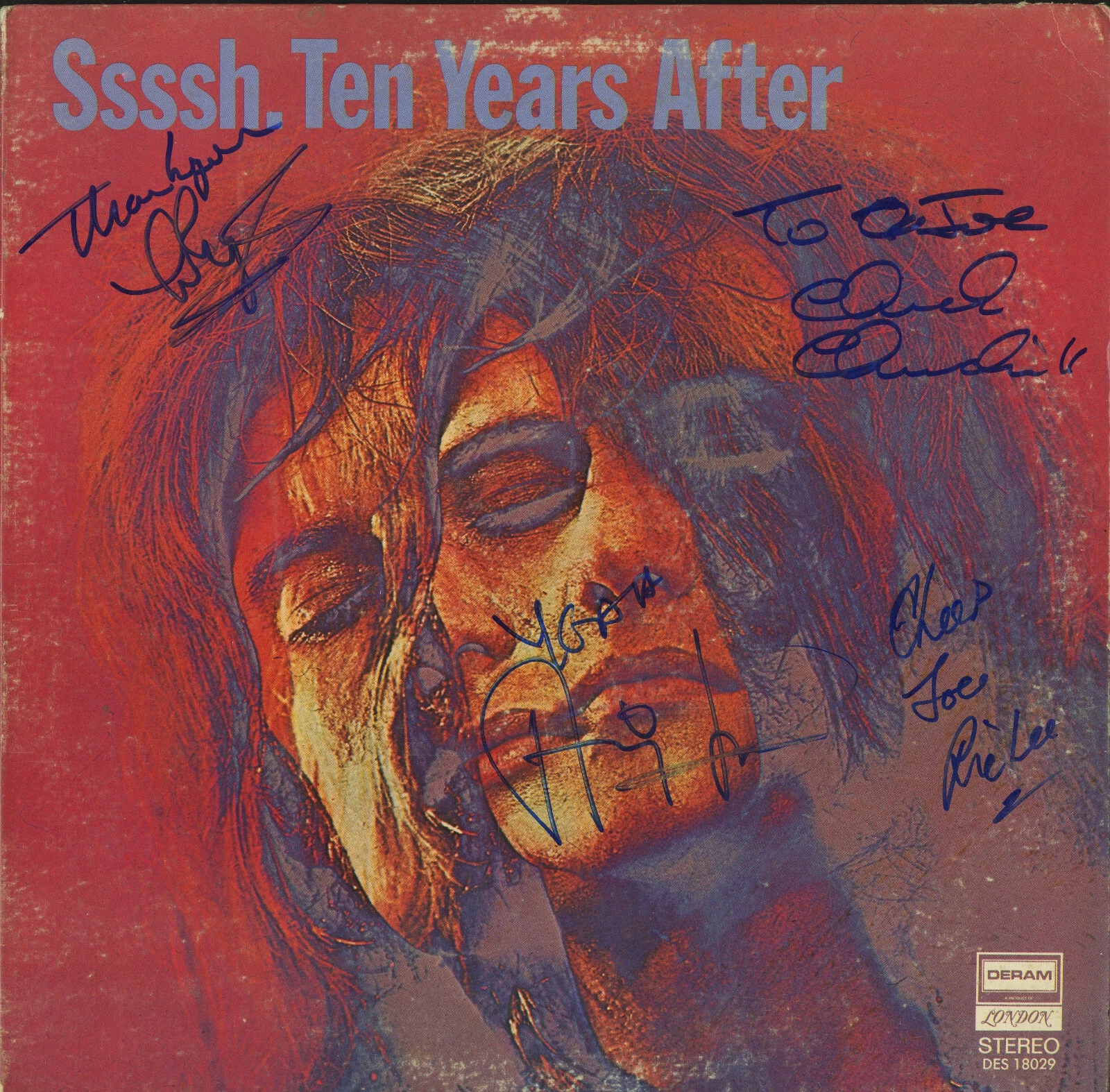 ALVIN LEE + Band Ssssh Signed Vinyl Record TEN YEARS AFTER ACOA
