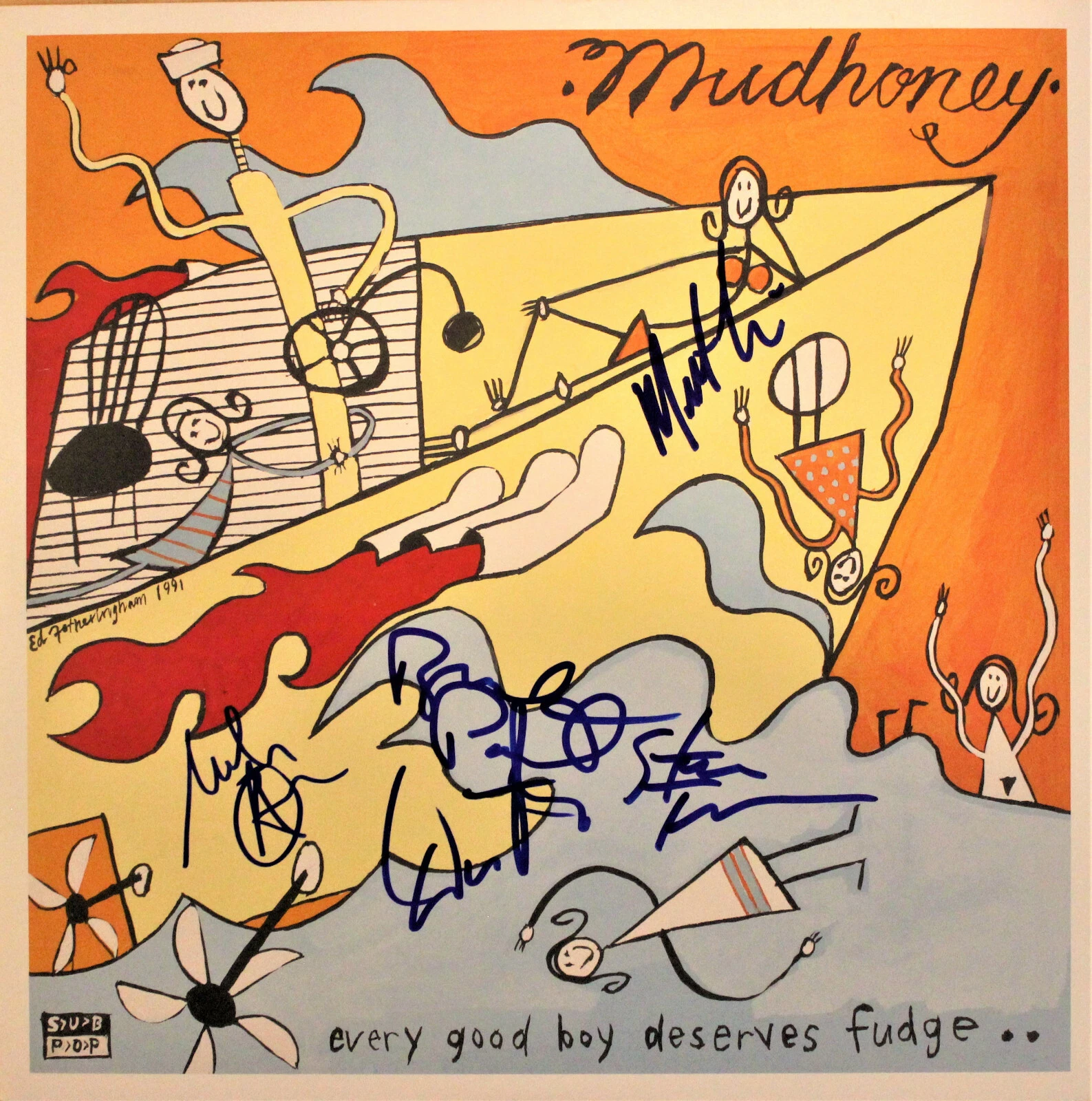 MUDHONEY Every Good Boy Deserves Fudge -Mark,Steve,Dan,Matt SIGNED ACOA Pavitt
