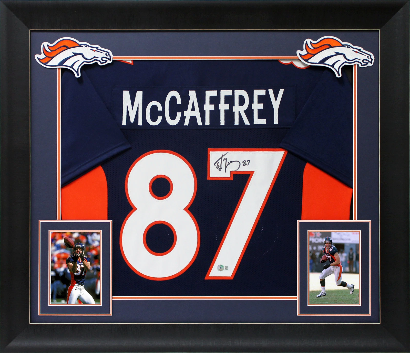 Ed McCaffrey Authentic Signed Navy Blue Pro Style Framed Jersey BAS Witnessed
