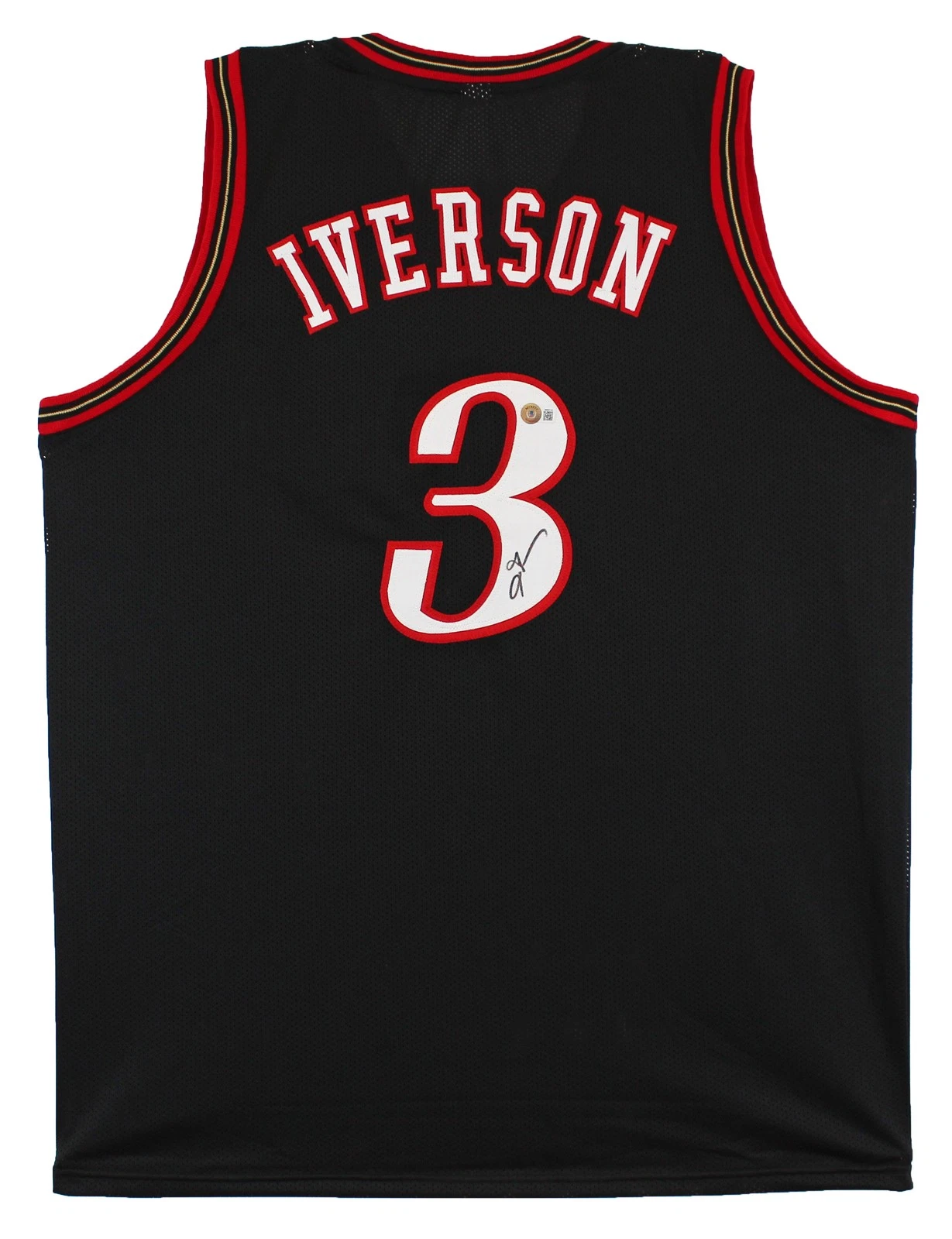 Allen Iverson Authentic Signed Black Pro Style Jersey Autographed BAS Witnessed
