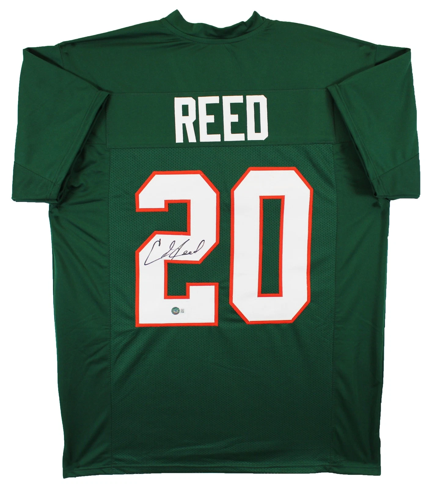 Miami Ed Reed Authentic Signed Green Pro Style Jersey BAS Witnessed
