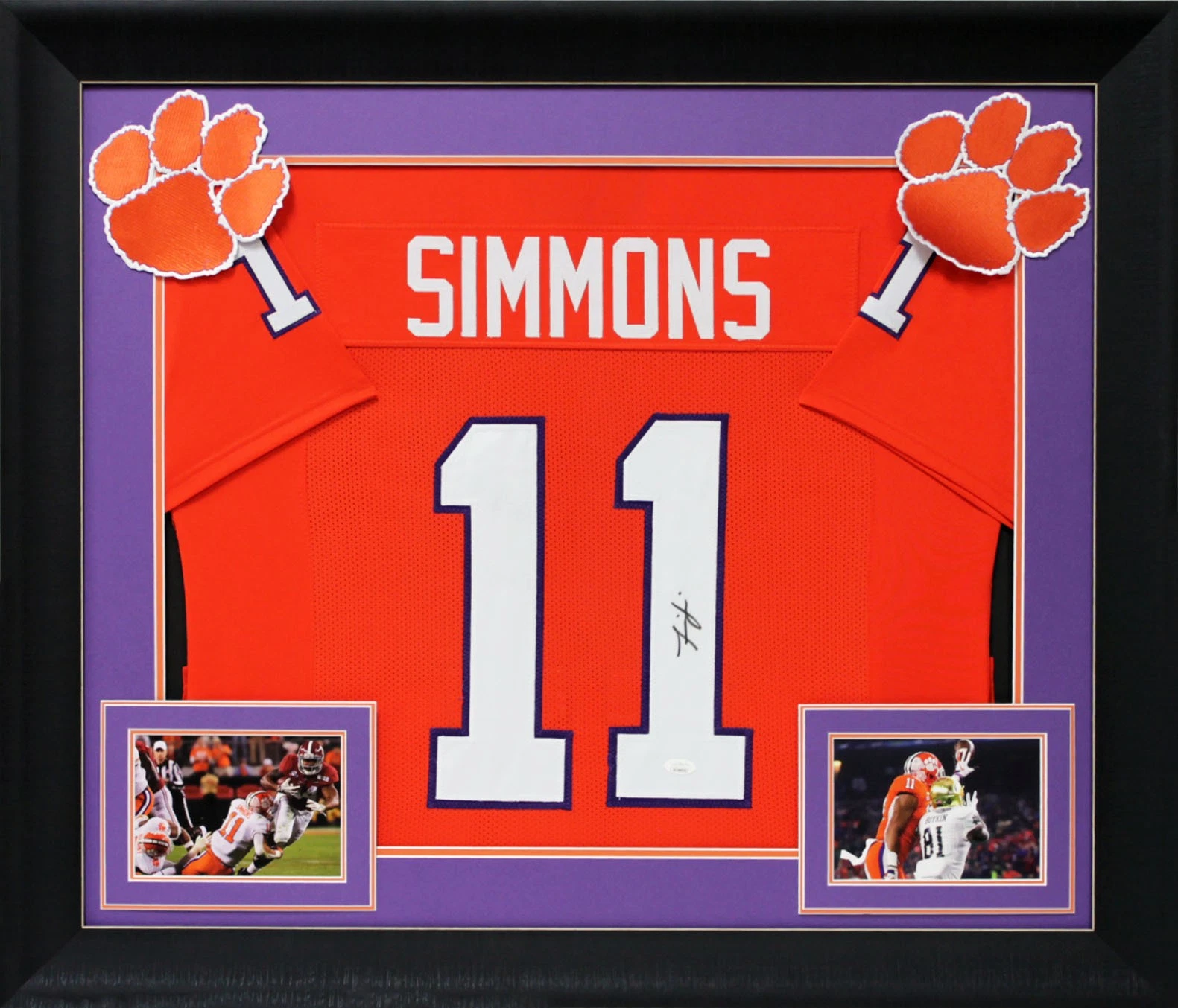 Clemson Isaiah Simmons Signed Orange Pro Style Framed Jersey JSA Witness
