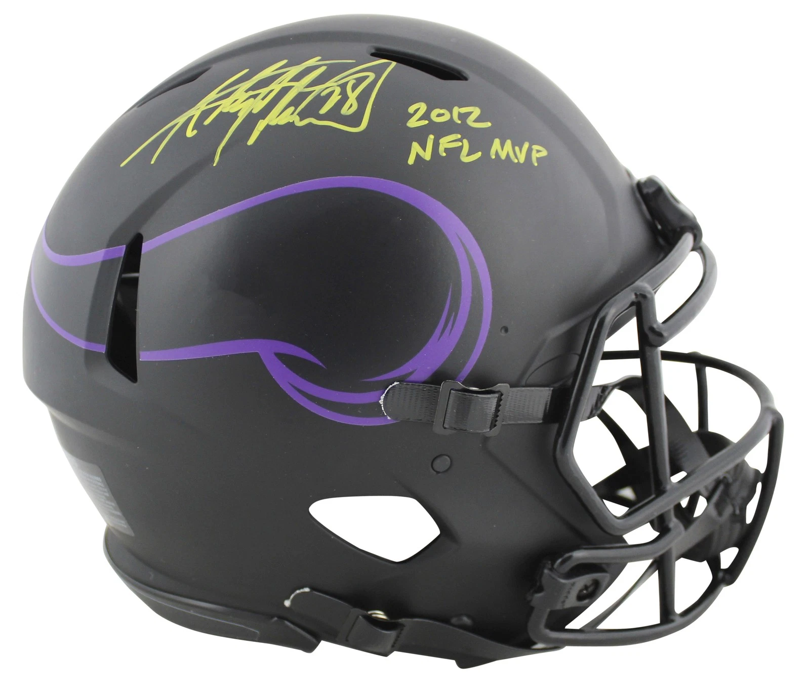 Vikings Adrian Peterson 2012 NFL MVP Signed Eclipse Proline F/S Speed Helmet BAS
