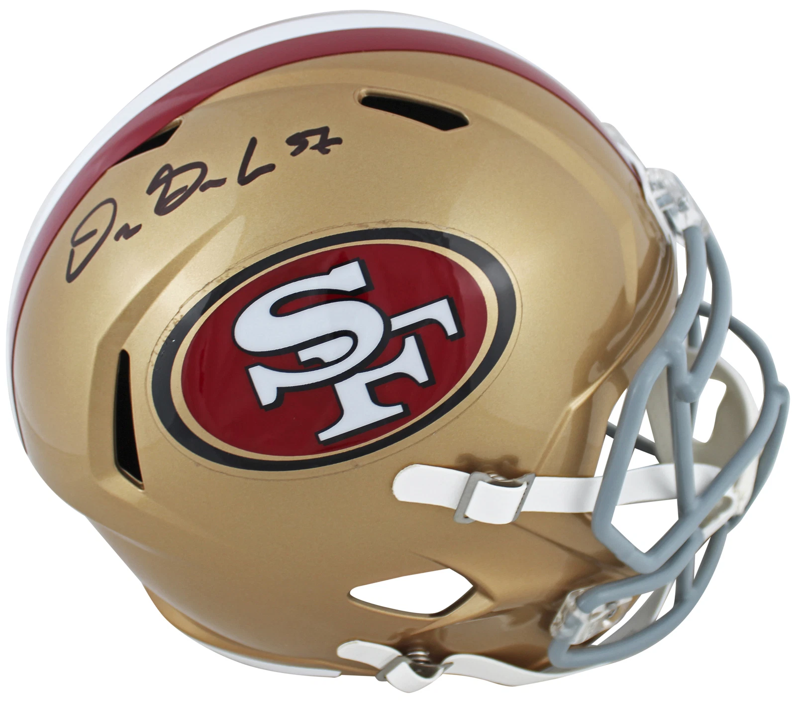 49ers Dre Greenlaw Authentic Signed Full Size Speed Rep Helmet BAS Witnessed
