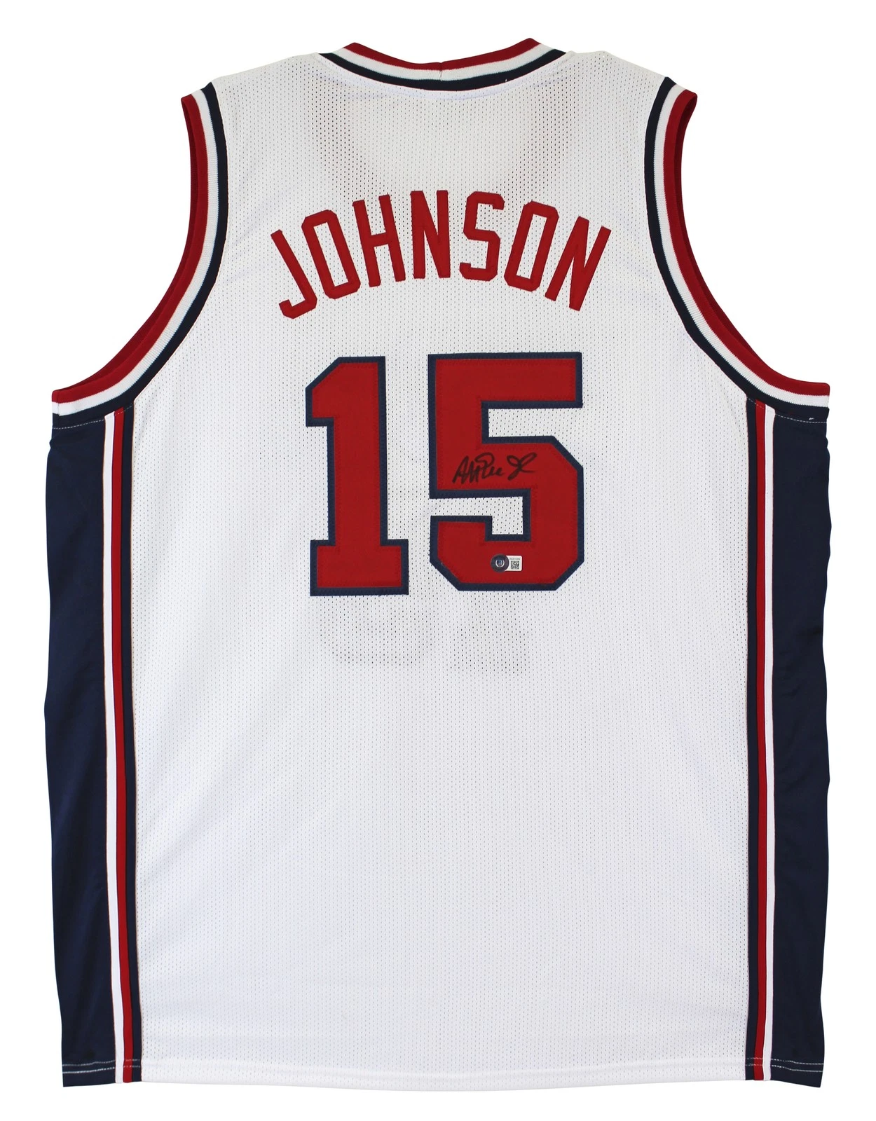 Magic Johnson Team USA Authentic Signed White Jersey Autographed BAS Witnessed
