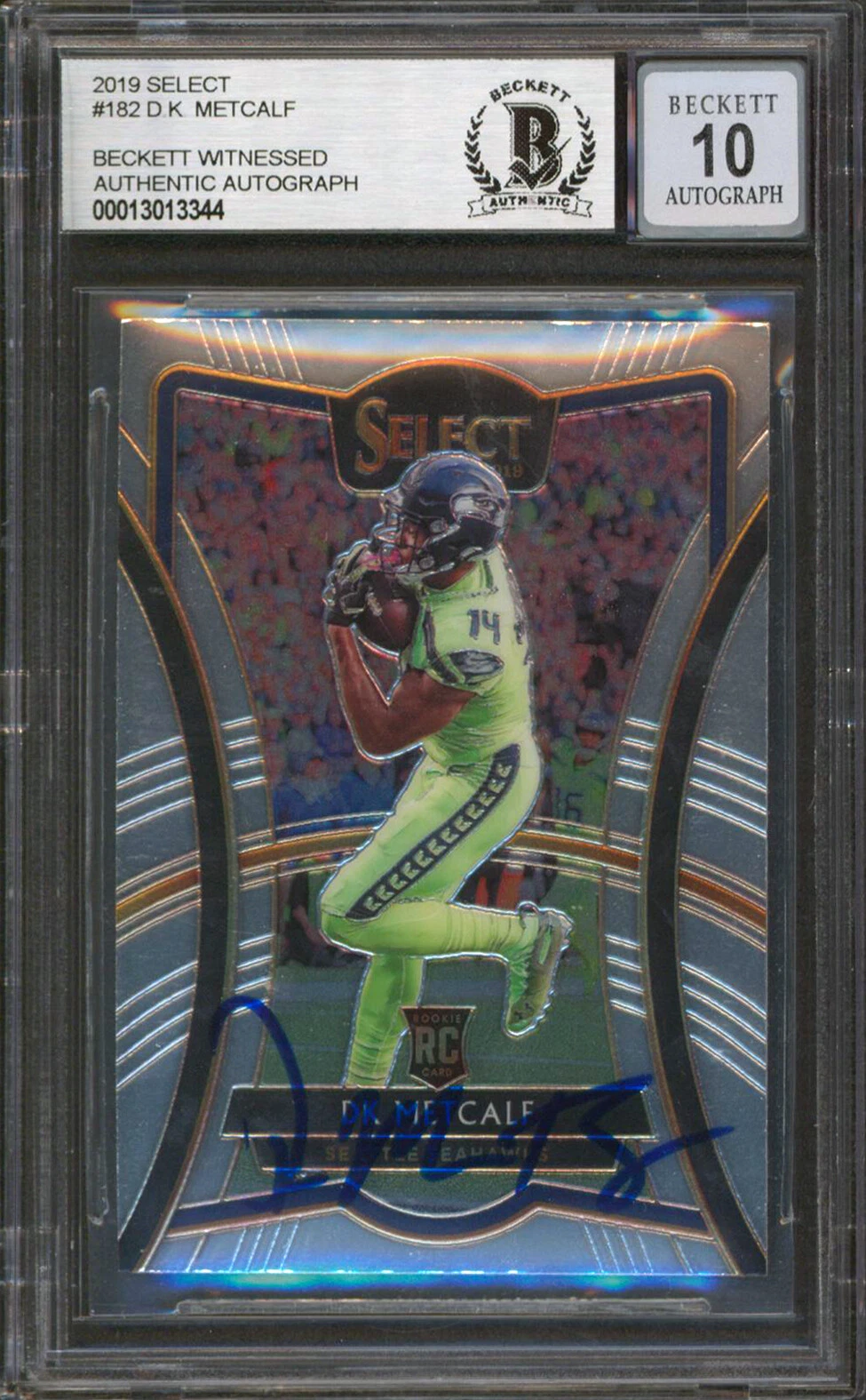 Seahawks DK Metcalf Signed 2019 Select #182 Rookie Card Auto 10! BAS Slabbed
