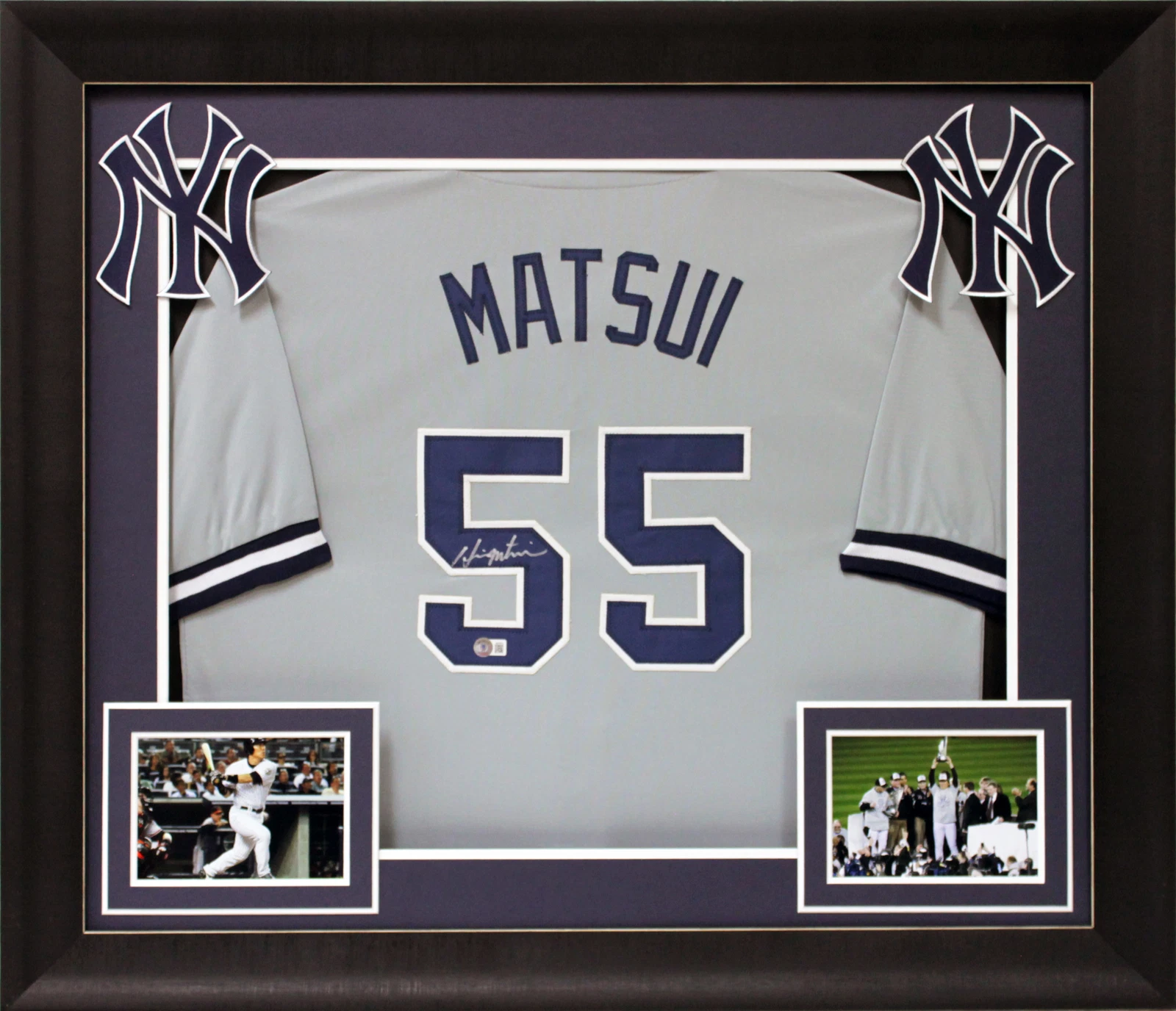 Hideki Matsui Authentic Signed Grey Pro Style Framed Jersey BAS Witnessed
