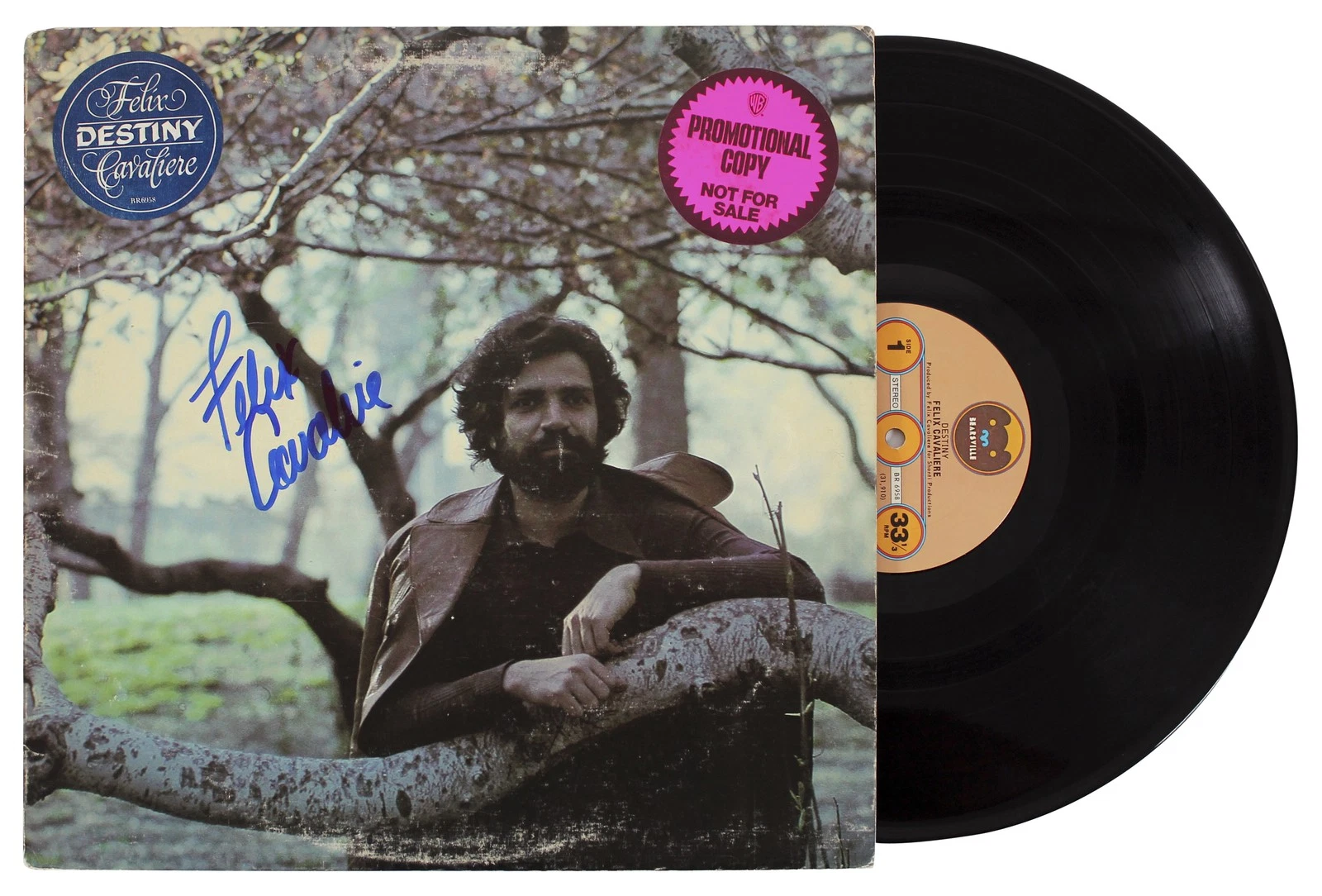 Felix Cavaliere Signed Destiny Promotional Copy Album Cover W/ Vinyl BAS #Z00968
