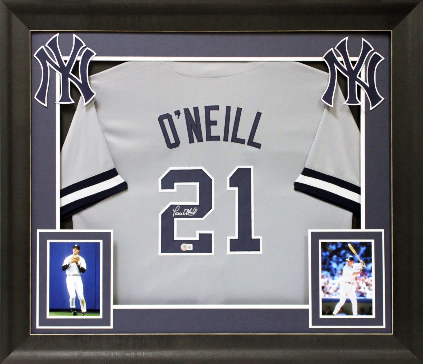Paul O'Neill Authentic Signed Grey Pro Style Framed Jersey BAS Witnessed
