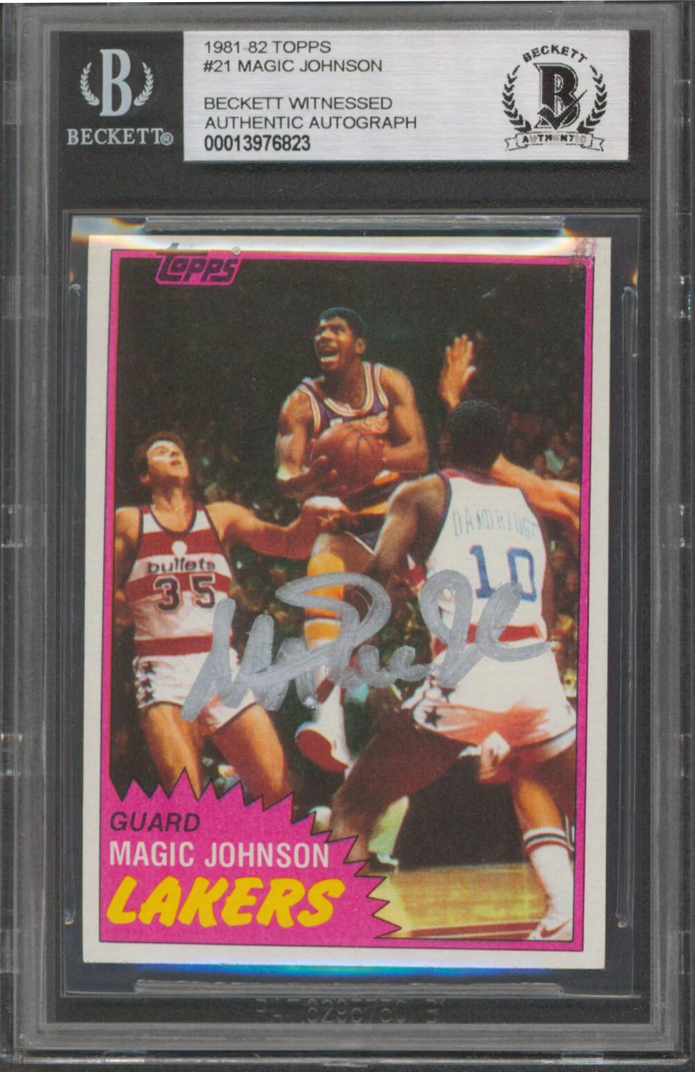 Lakers Magic Johnson Authentic Signed 1981 Topps #21 Card Autographed BAS Slab
