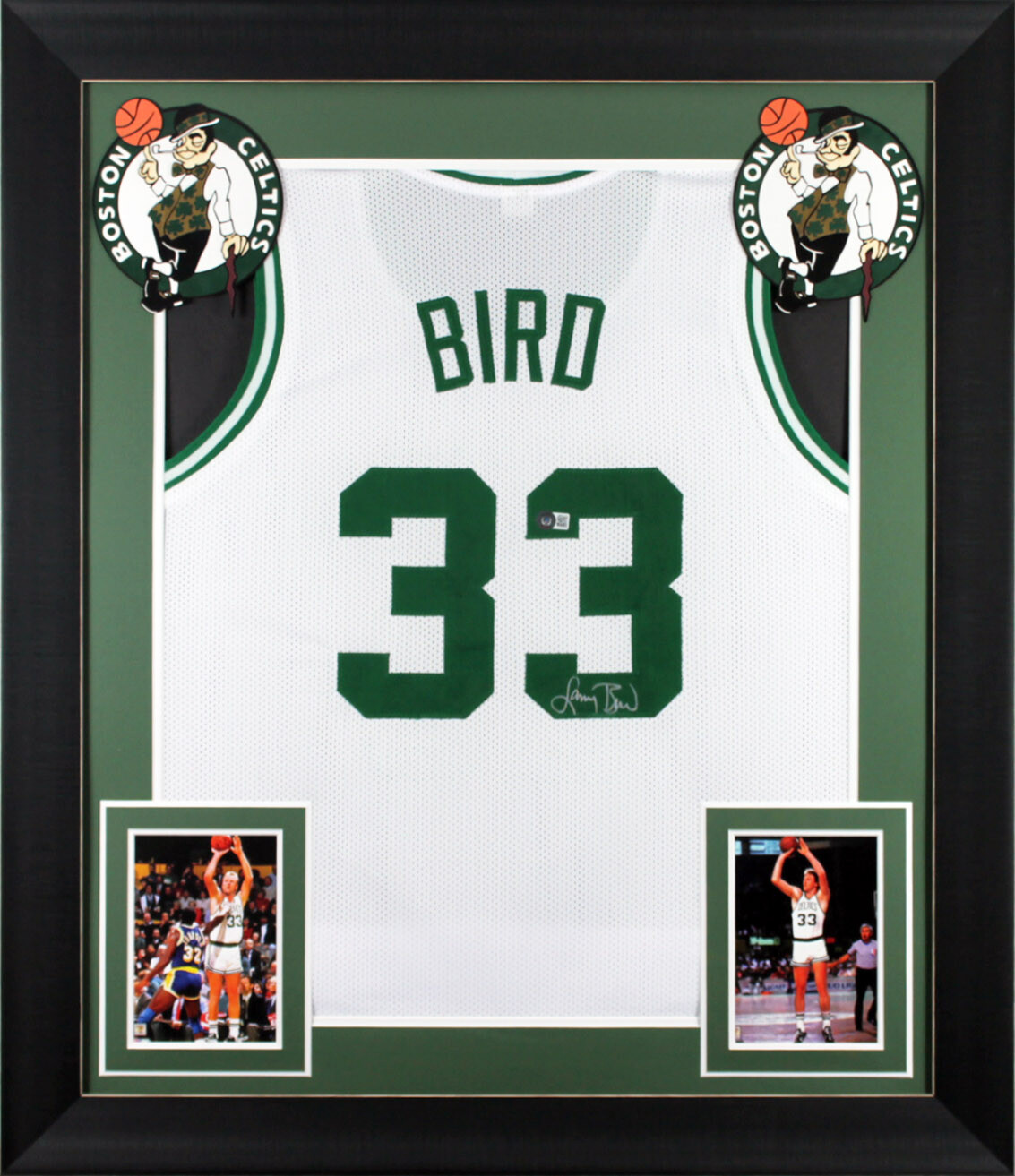 Larry Bird Authentic Signed White Pro Style Framed Jersey BAS Witnessed
