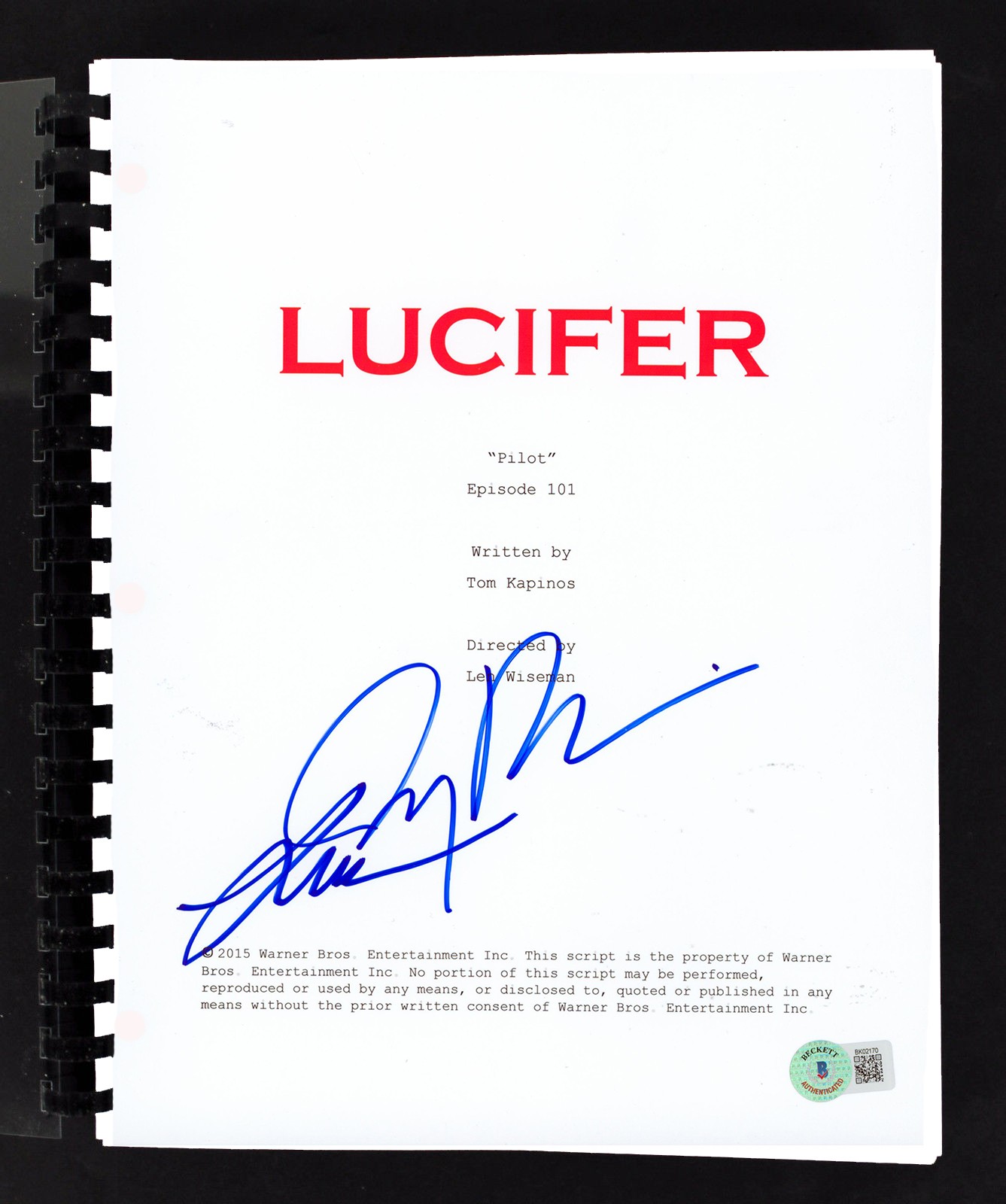 Len Wiseman & Jerry Bruckheimer Lucifer Signed Movie Script BAS #BK02170
