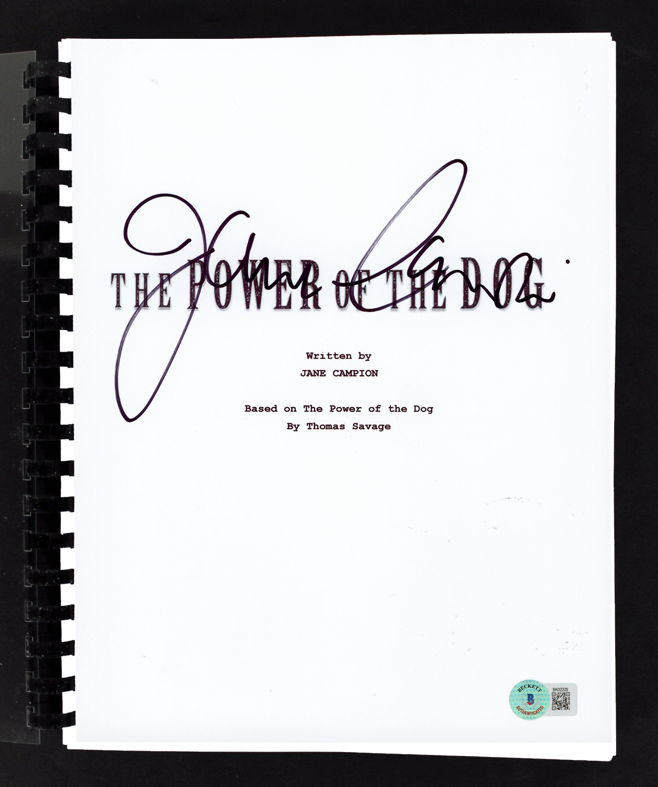Jane Campion The Power of the Dog Authentic Signed Movie Script BAS #BK02229
