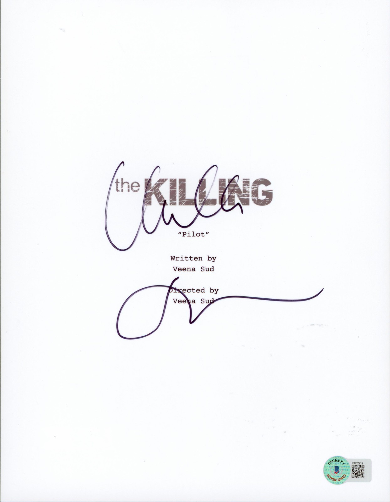 Mireille Enos The Killing Authentic Signed Script Cover Autographed BAS #BK02212
